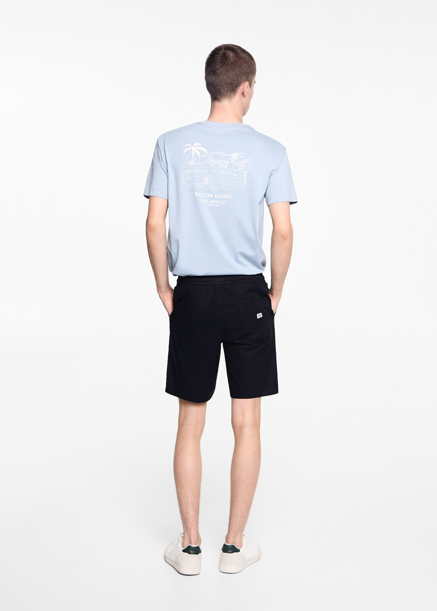 Leinen-Bermudashorts mit Kordelzug - Rückseite des Artikels