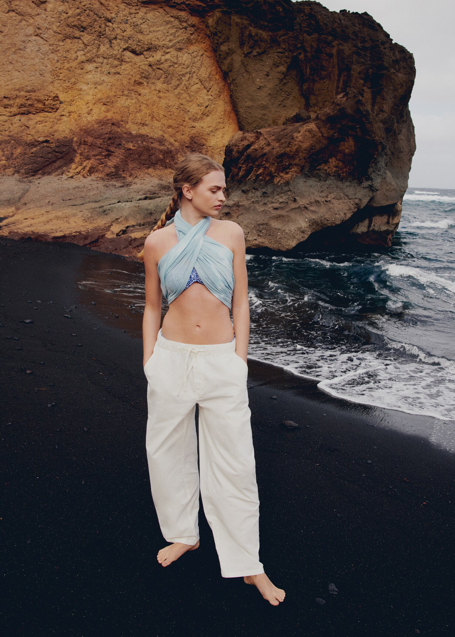 Straight linen-blend trousers - Details of the article 6