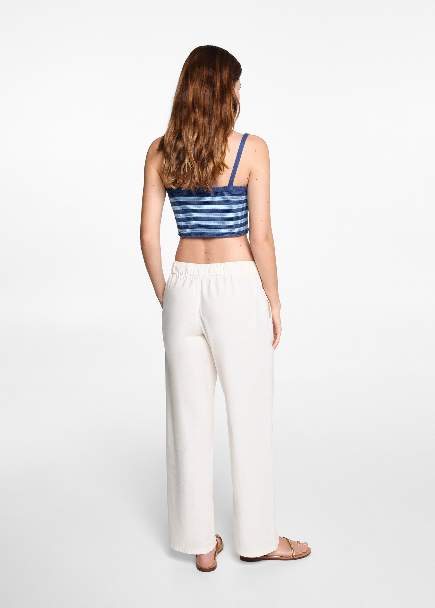 Straight linen-blend trousers - Reverse of the article