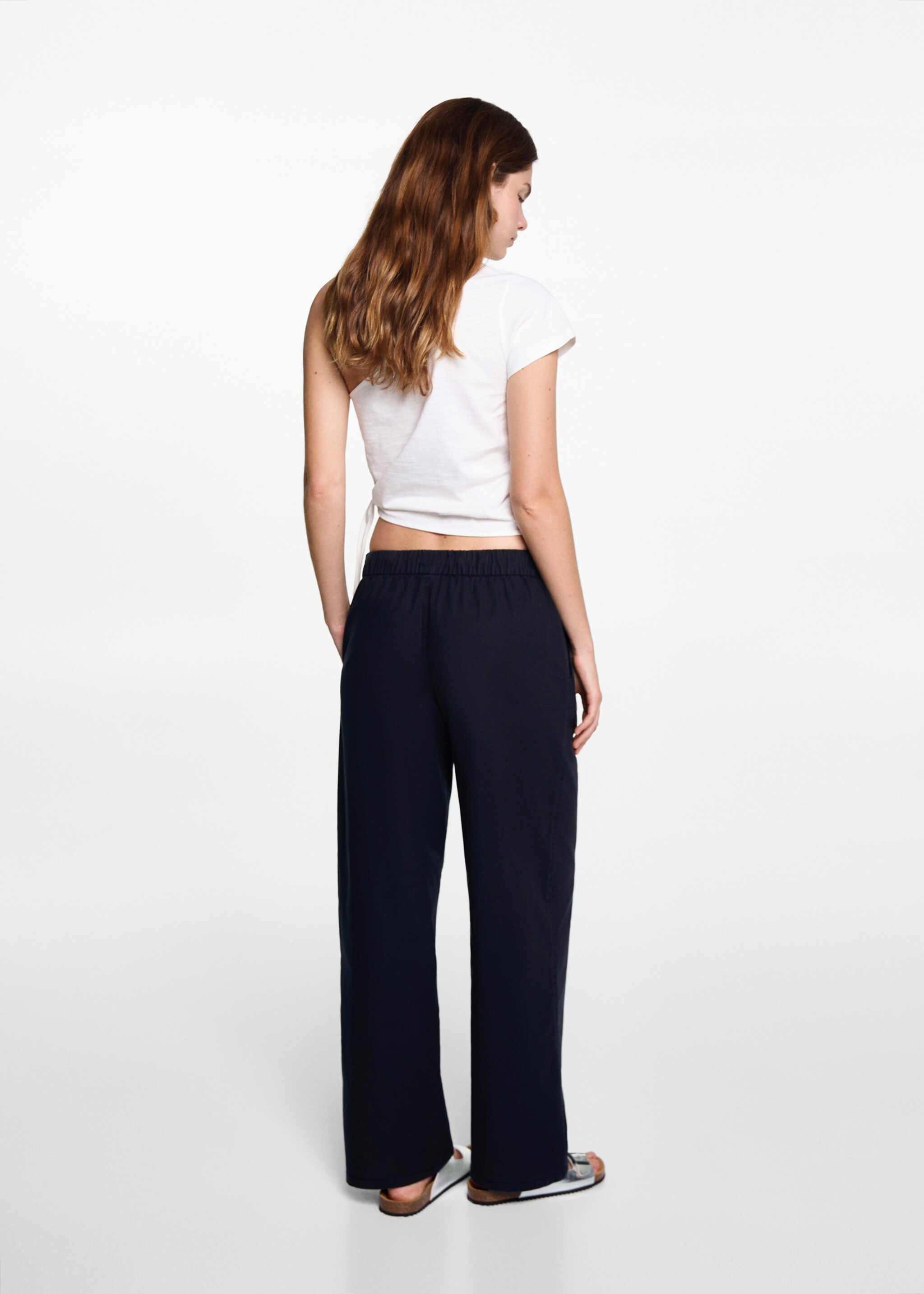 Straight linen-blend trousers - Reverse of the article