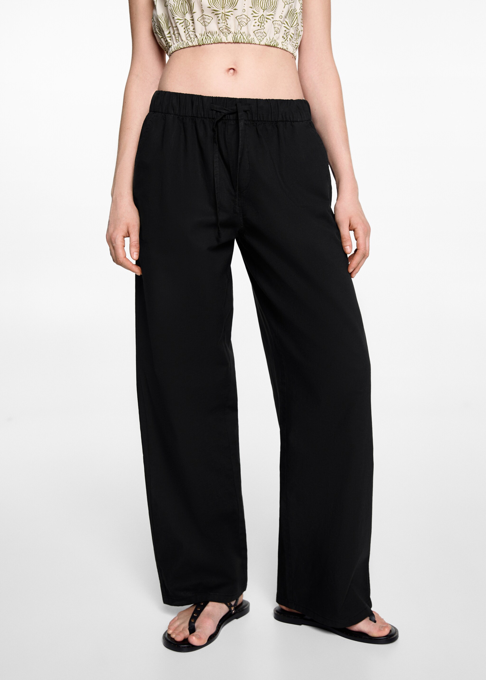 Straight linen-blend trousers - Details of the article 6
