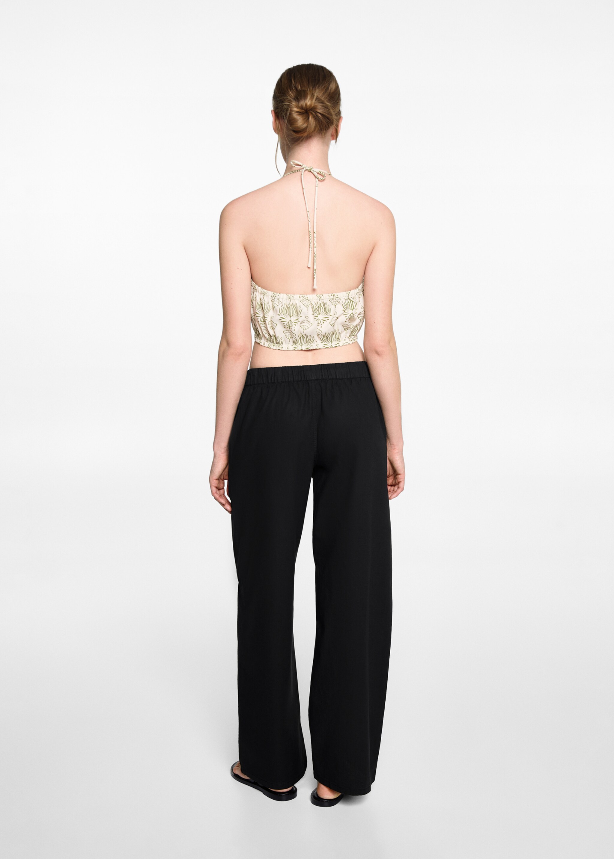 Straight linen-blend trousers - Reverse of the article