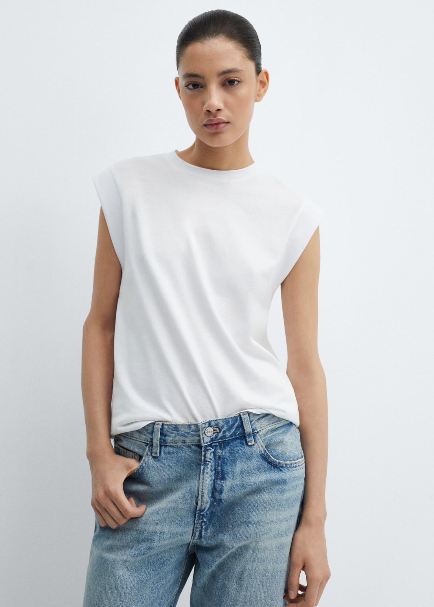 Camiseta algodón cuello redondo - Plano medio