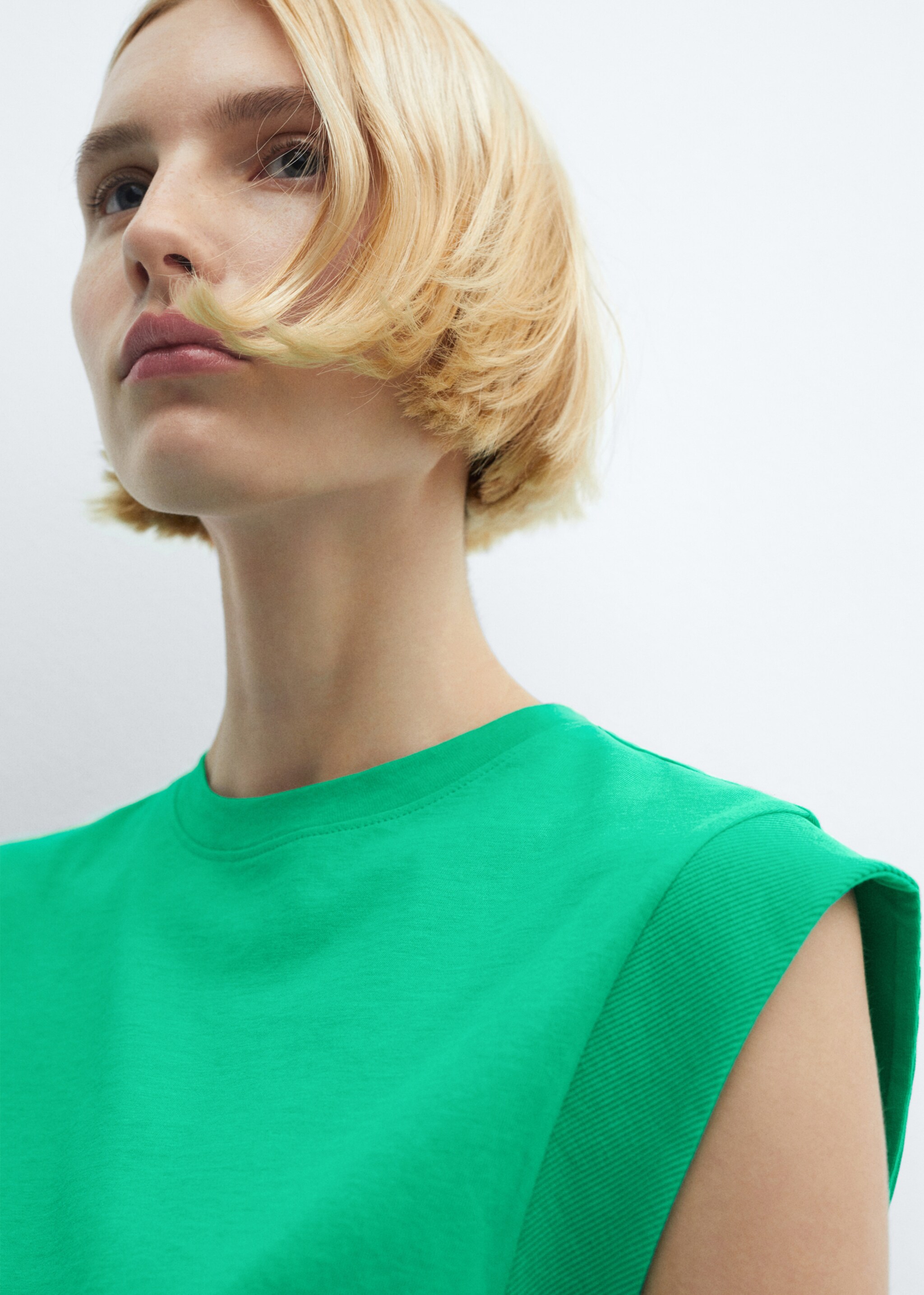 Rounded neck cotton t-shirt - Details of the article 1, Green. Ref: 67026328-00.