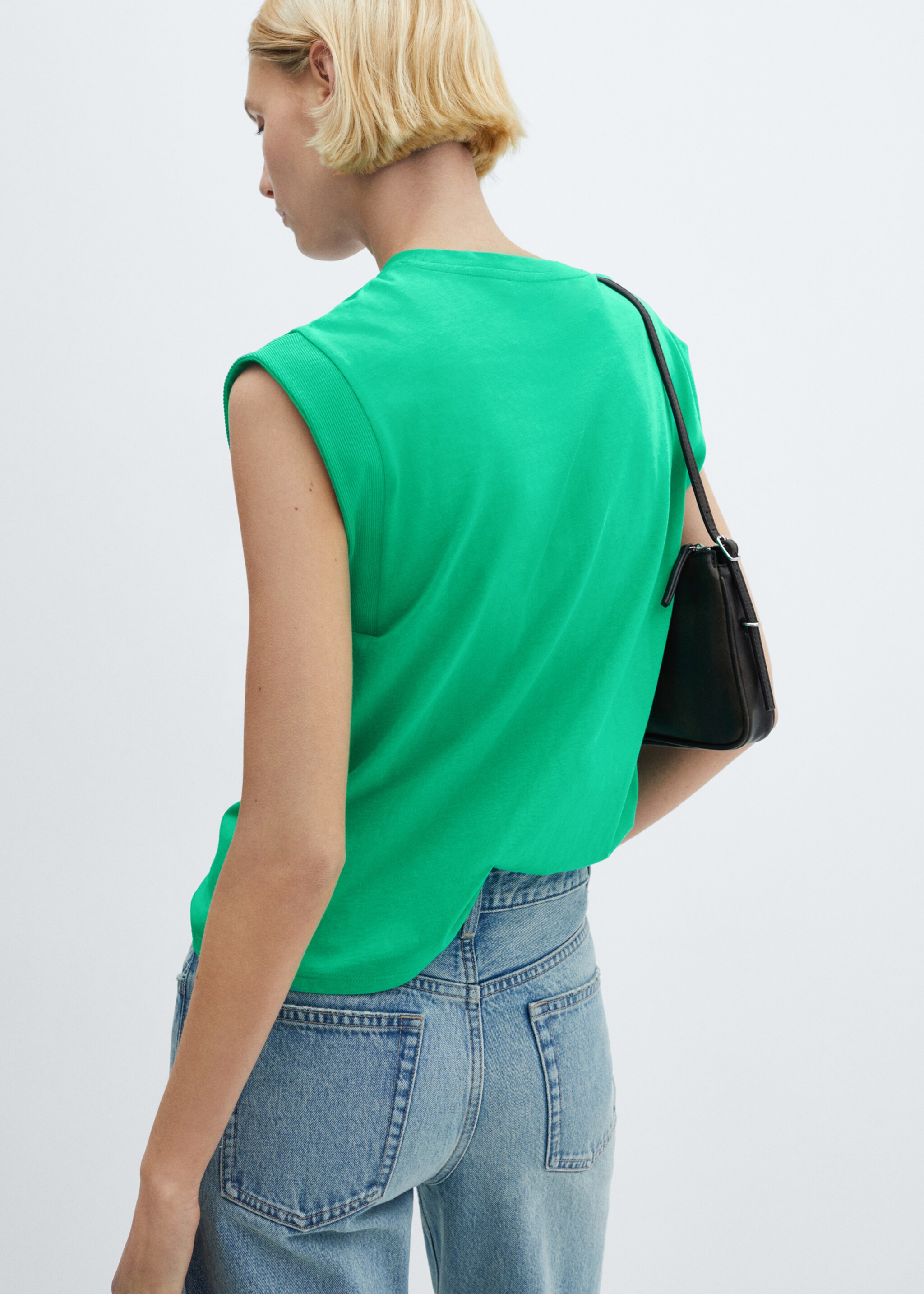 Rounded neck cotton t-shirt - Reverse of the article, Green. Ref: 67026328-00.
