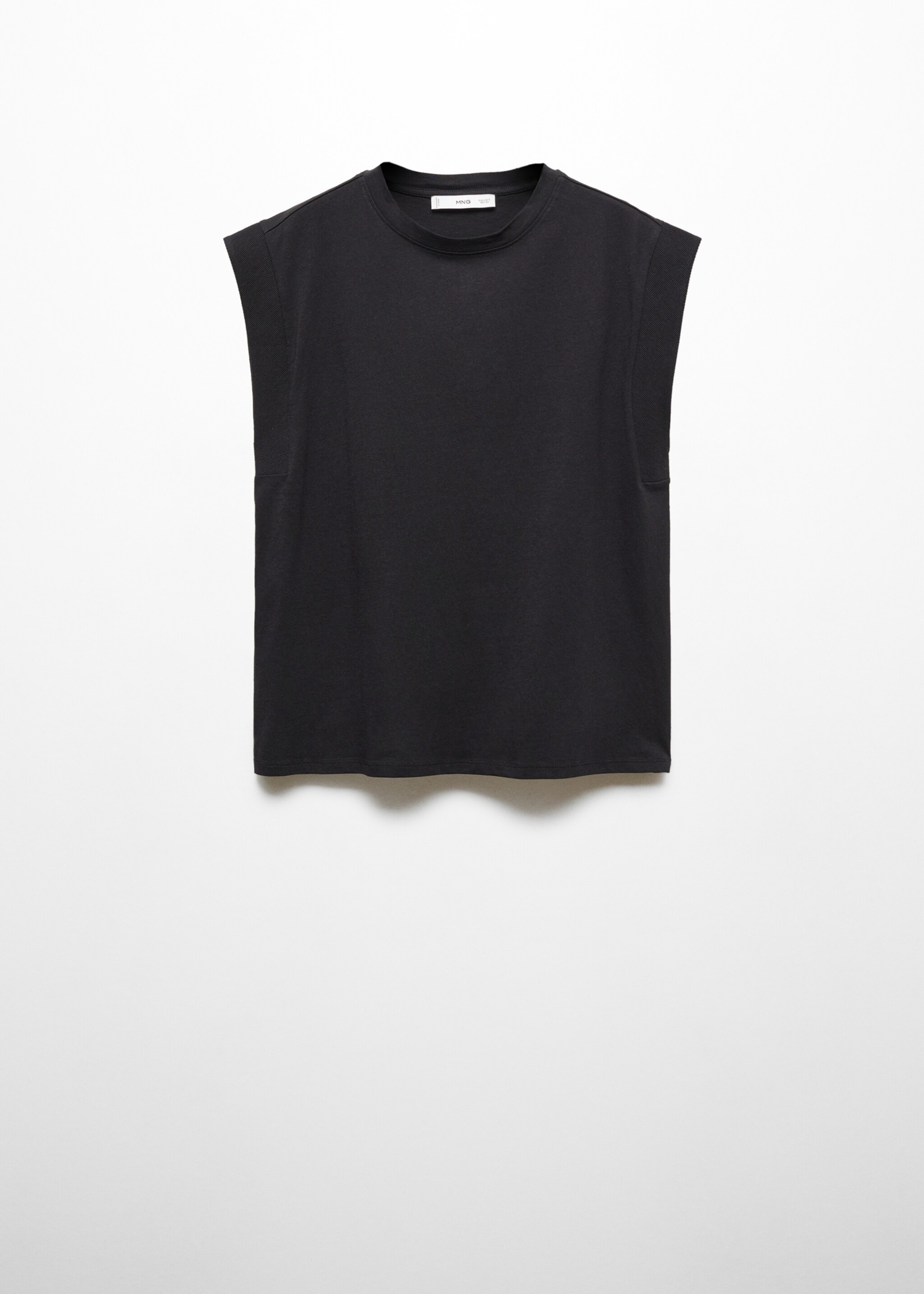 Rounded neck cotton t-shirt - Article without model, Black. Ref: 67026328-00.