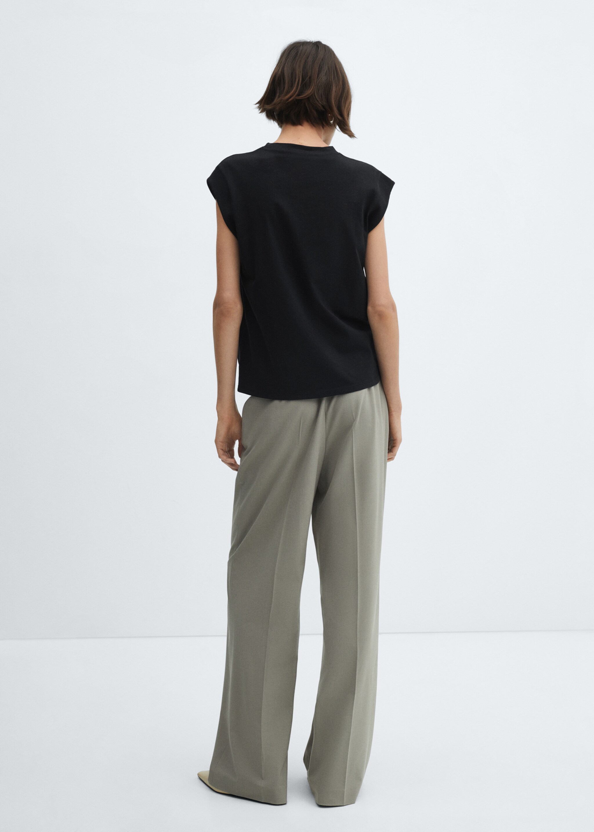 Rounded neck cotton t-shirt - Reverse of the article, Black. Ref: 67026328-00.
