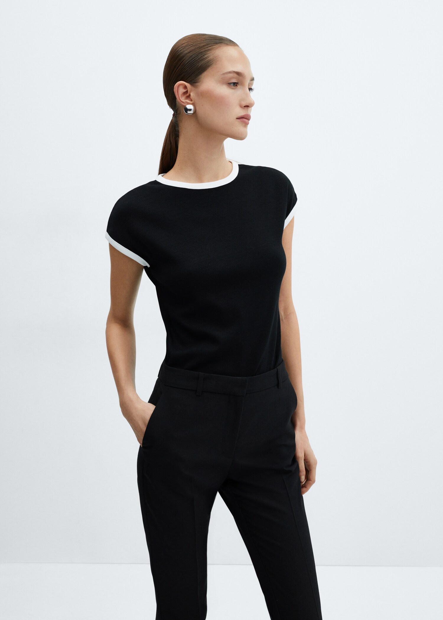 Contrast trim T-shirt - Medium plane