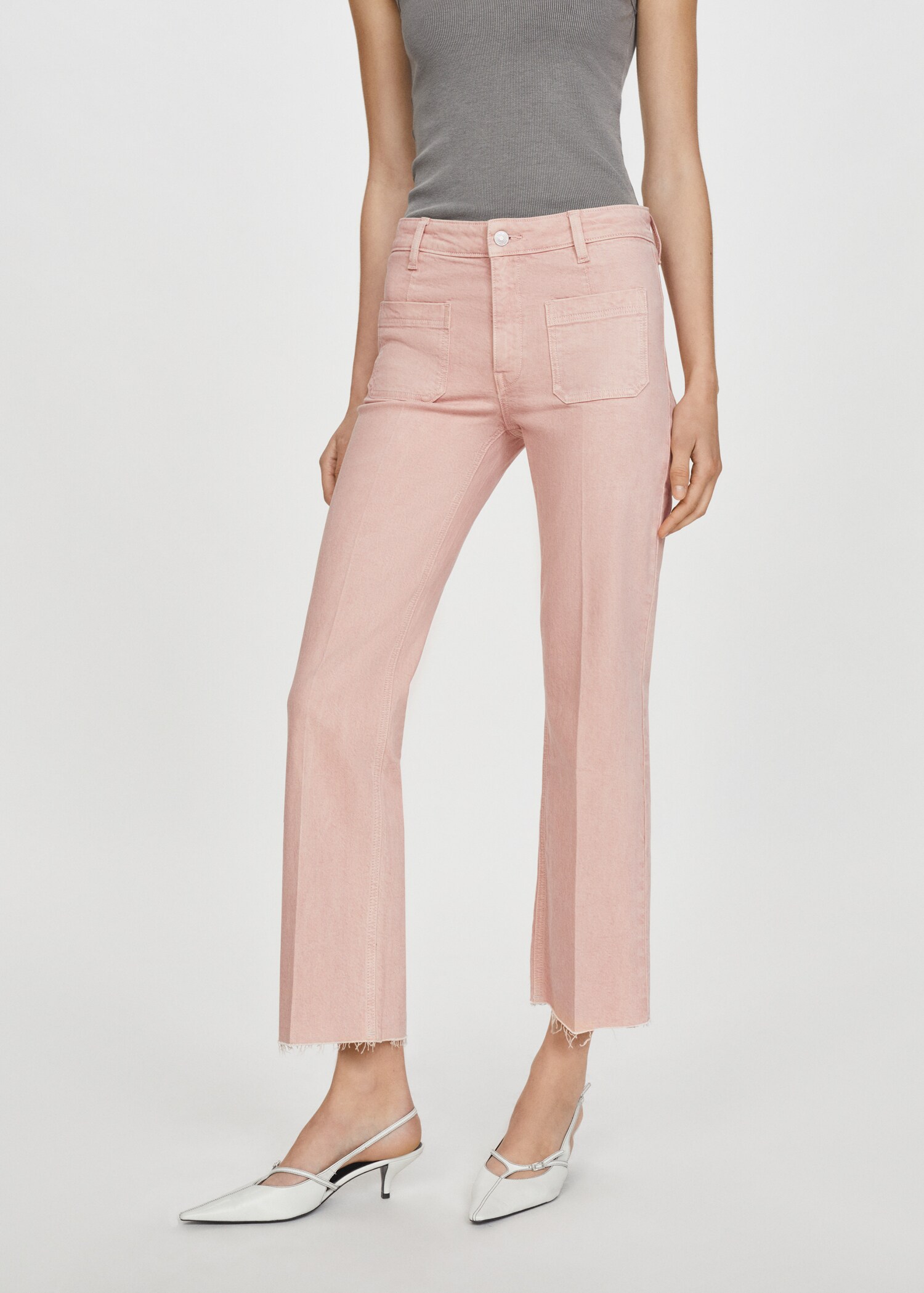 Flared cropped jeans with pockets - Medium plane