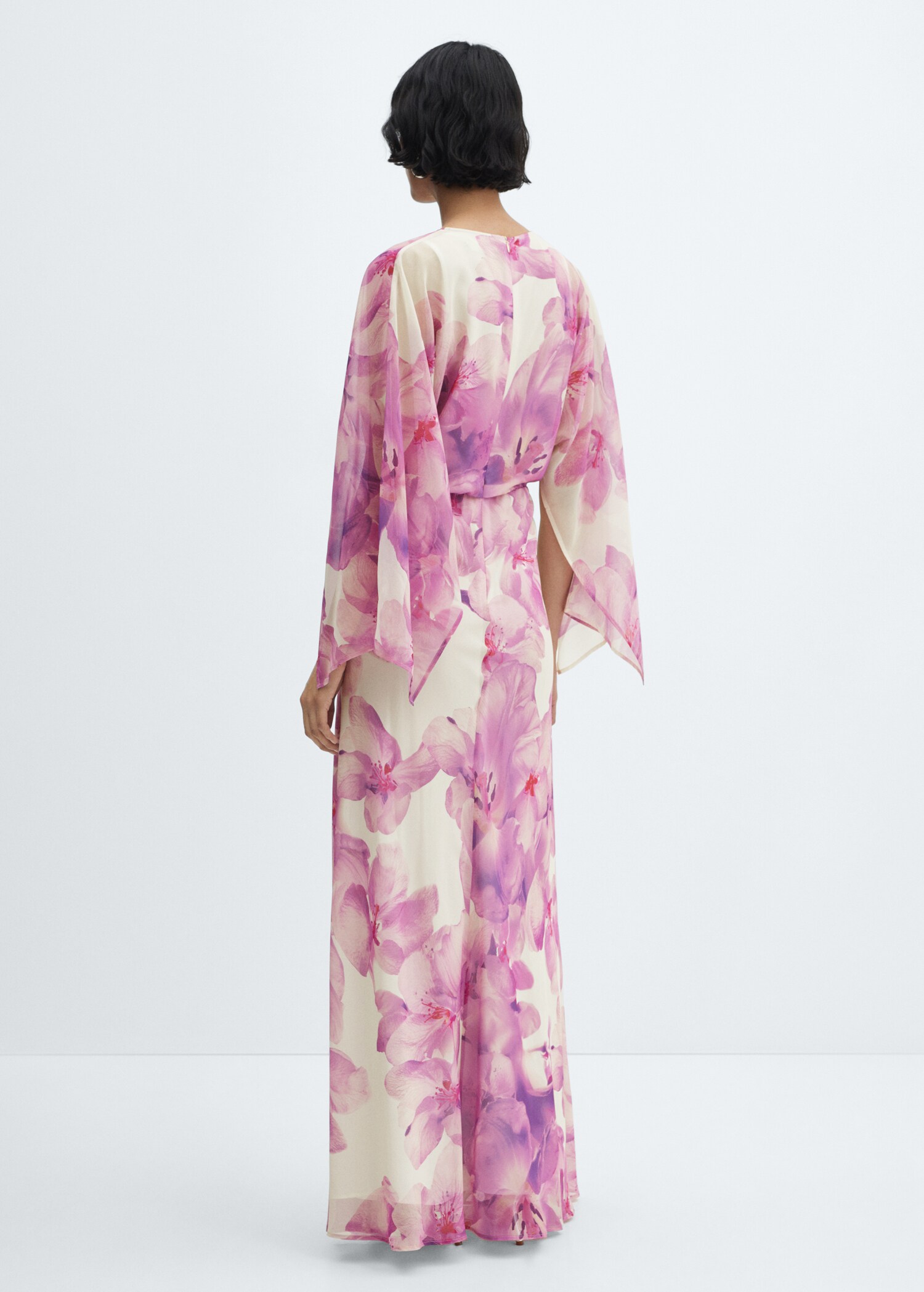 Florales Kleid mit Wickelausschnitt - Rückseite des Artikels