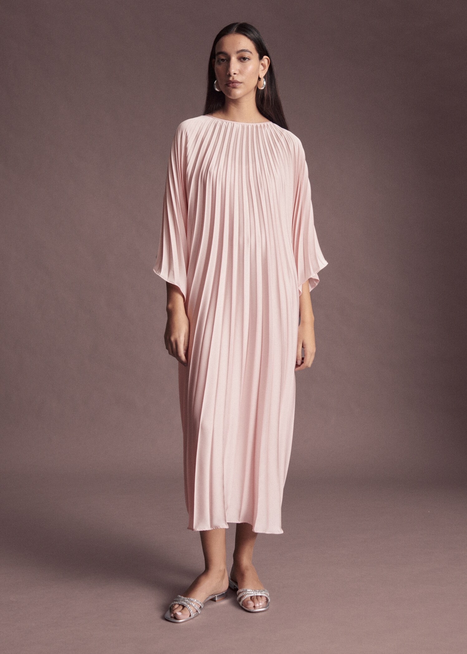 Pleated satin dress - Details of the article 6