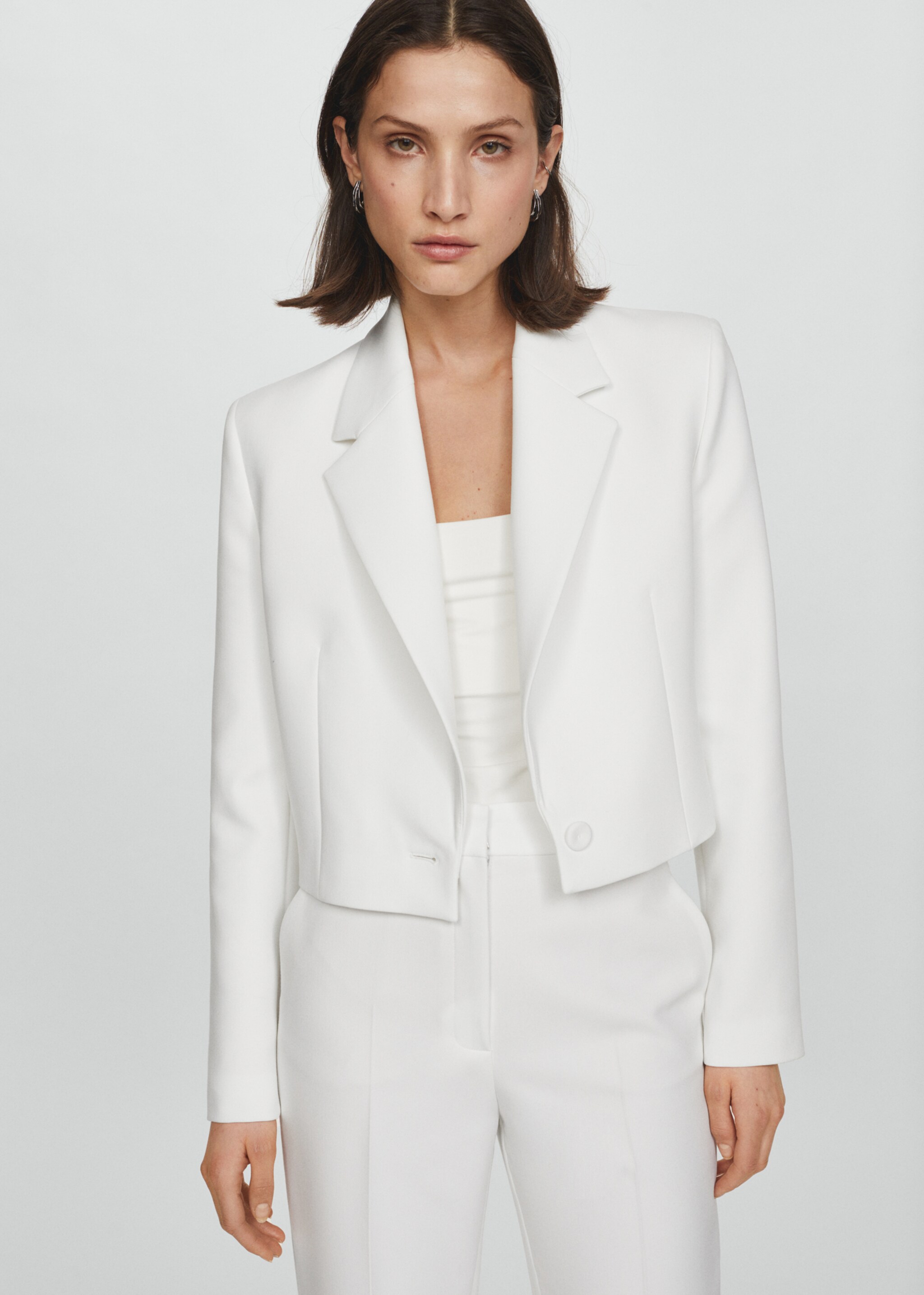 Straight suit trousers - Details of the article 1, White. Ref: 67026347-00.