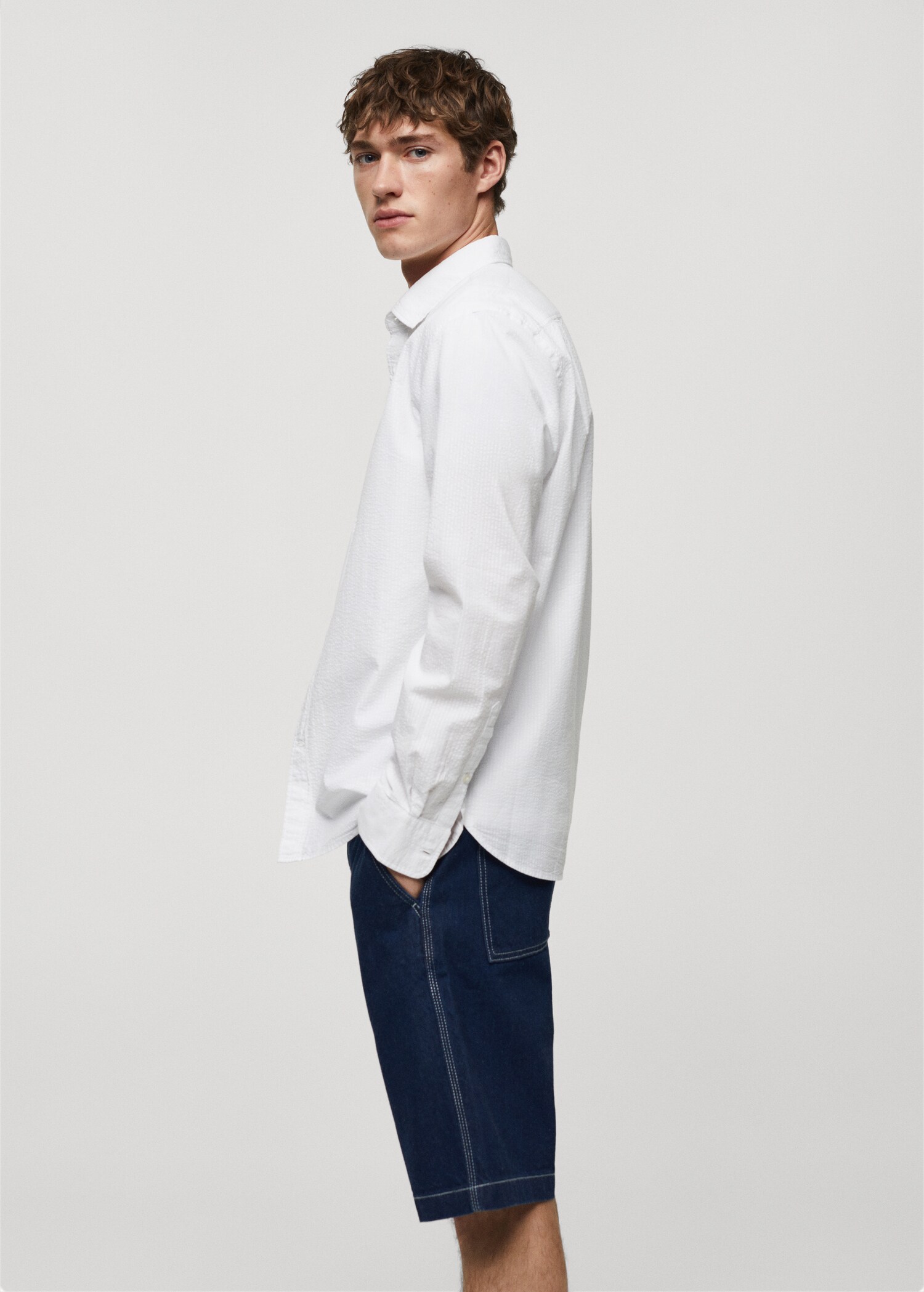100% seersucker cotton shirt - Details of the article 2