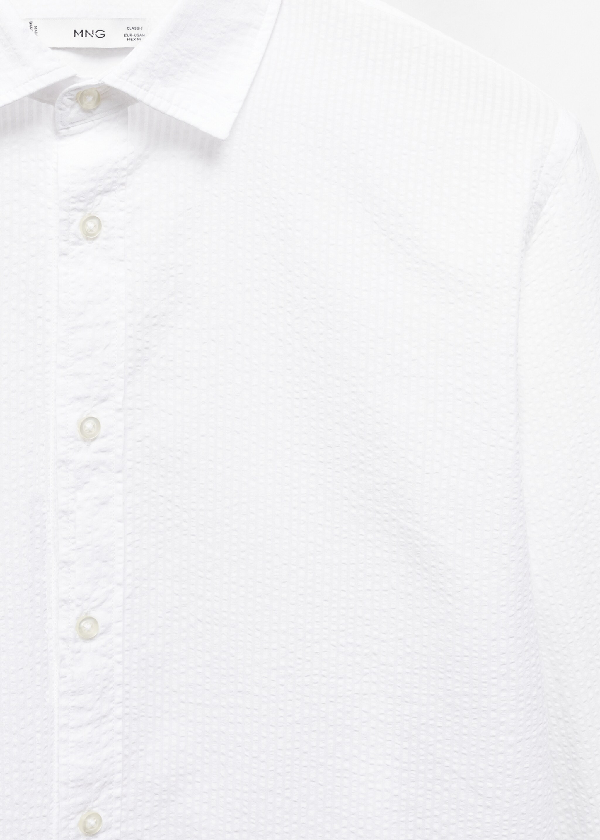 100% seersucker cotton shirt - Details of the article 8, White. Ref: 67026729-00.