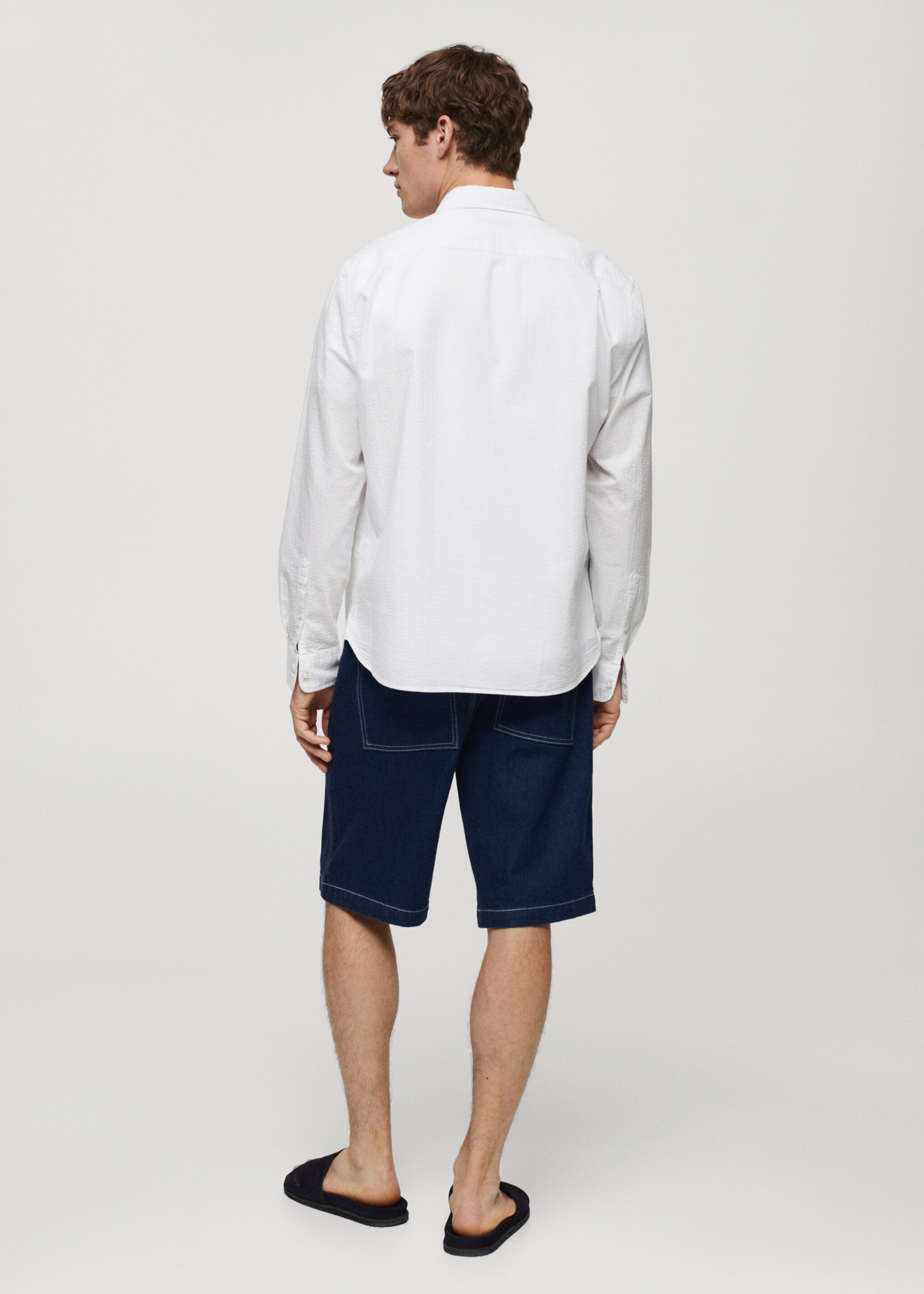 100% seersucker cotton shirt - Reverse of the article, White. Ref: 67026729-00.