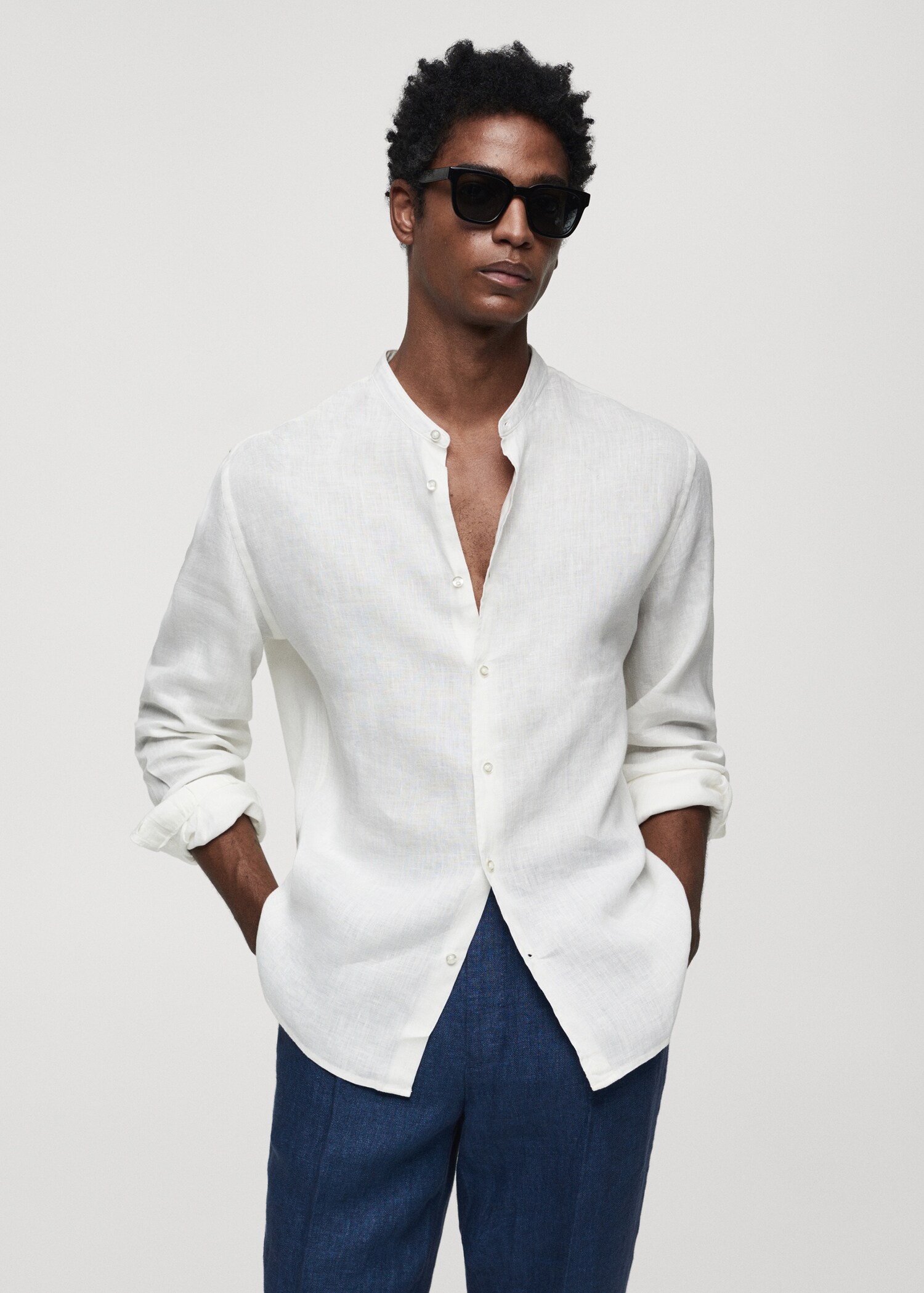 100% linen Mao collar shirt - Medium plane