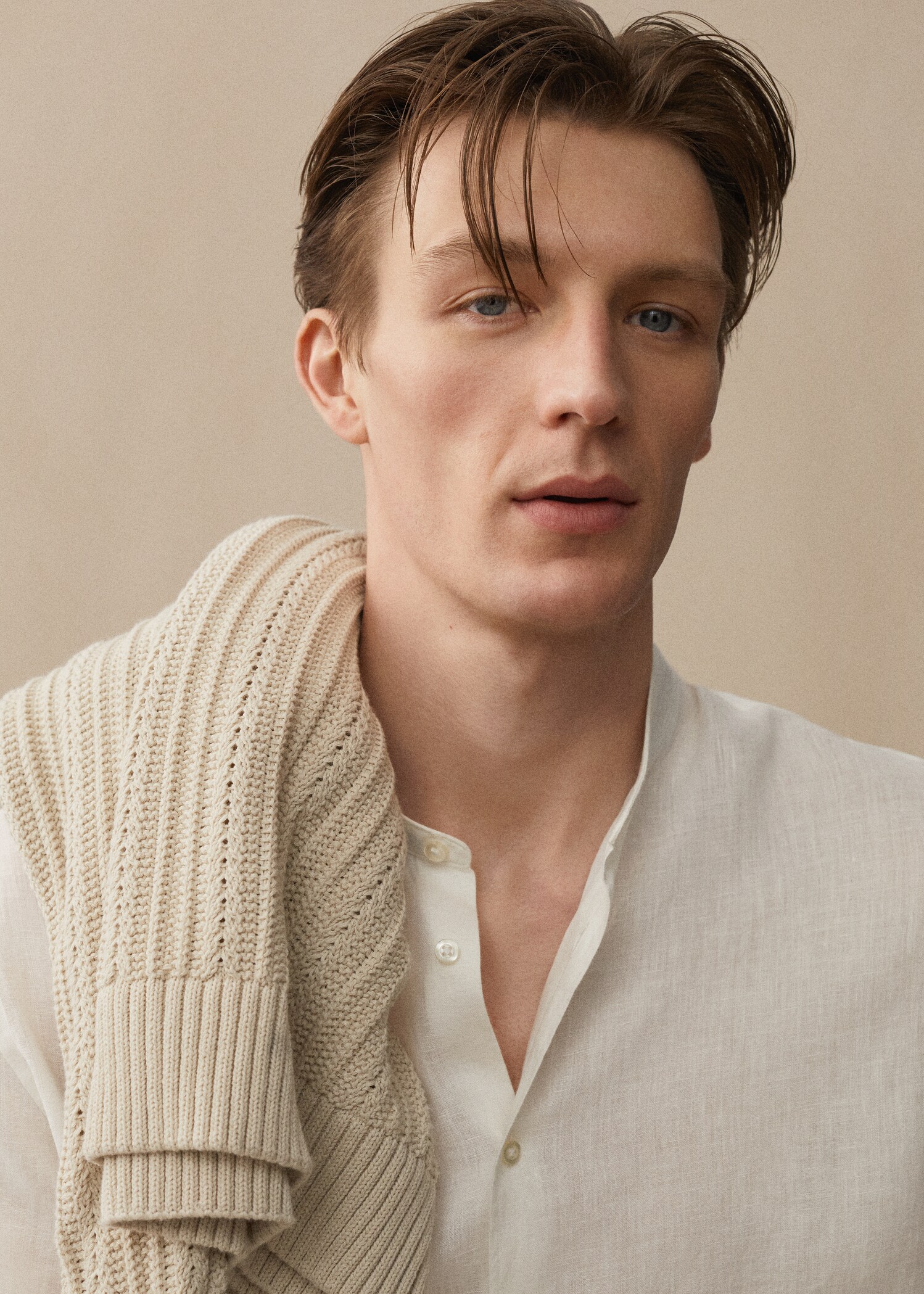 100% linen Mao collar shirt - Details of the article 5