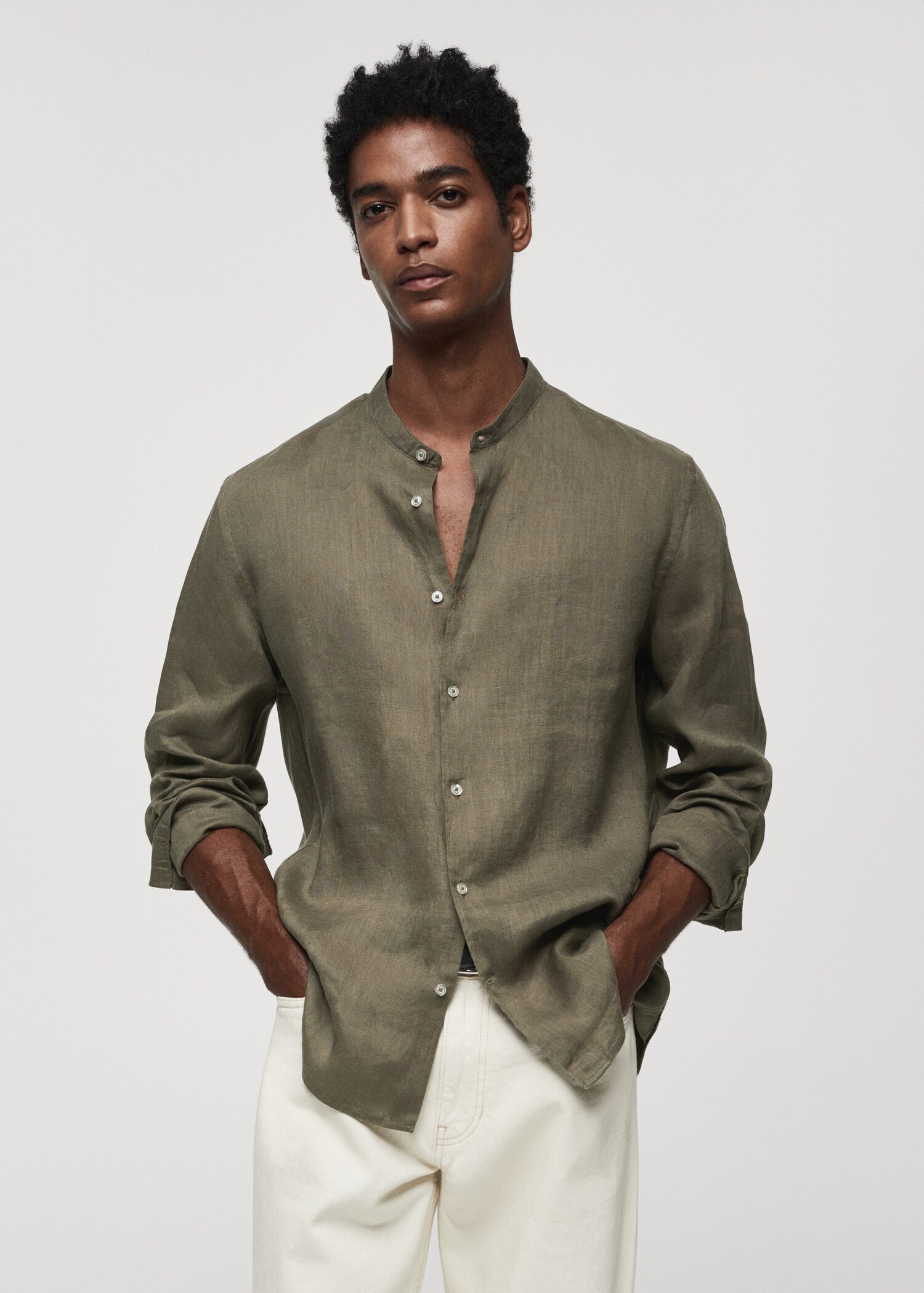 100% linen Mao collar shirt - Medium plane