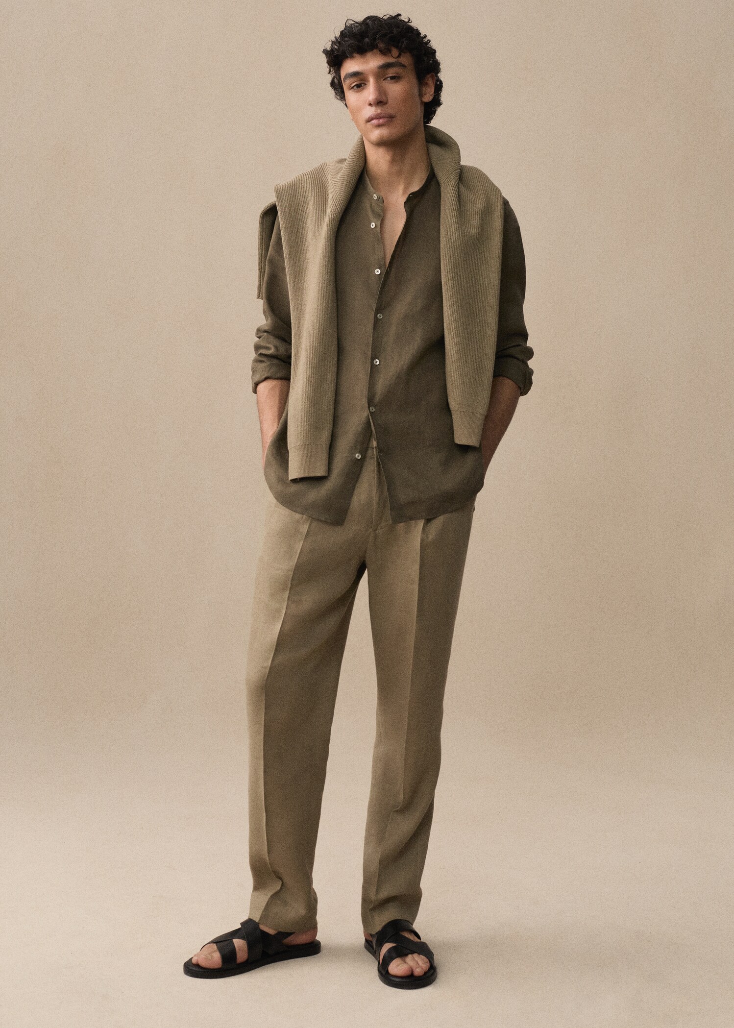 100% linen Mao collar shirt - Details of the article 5