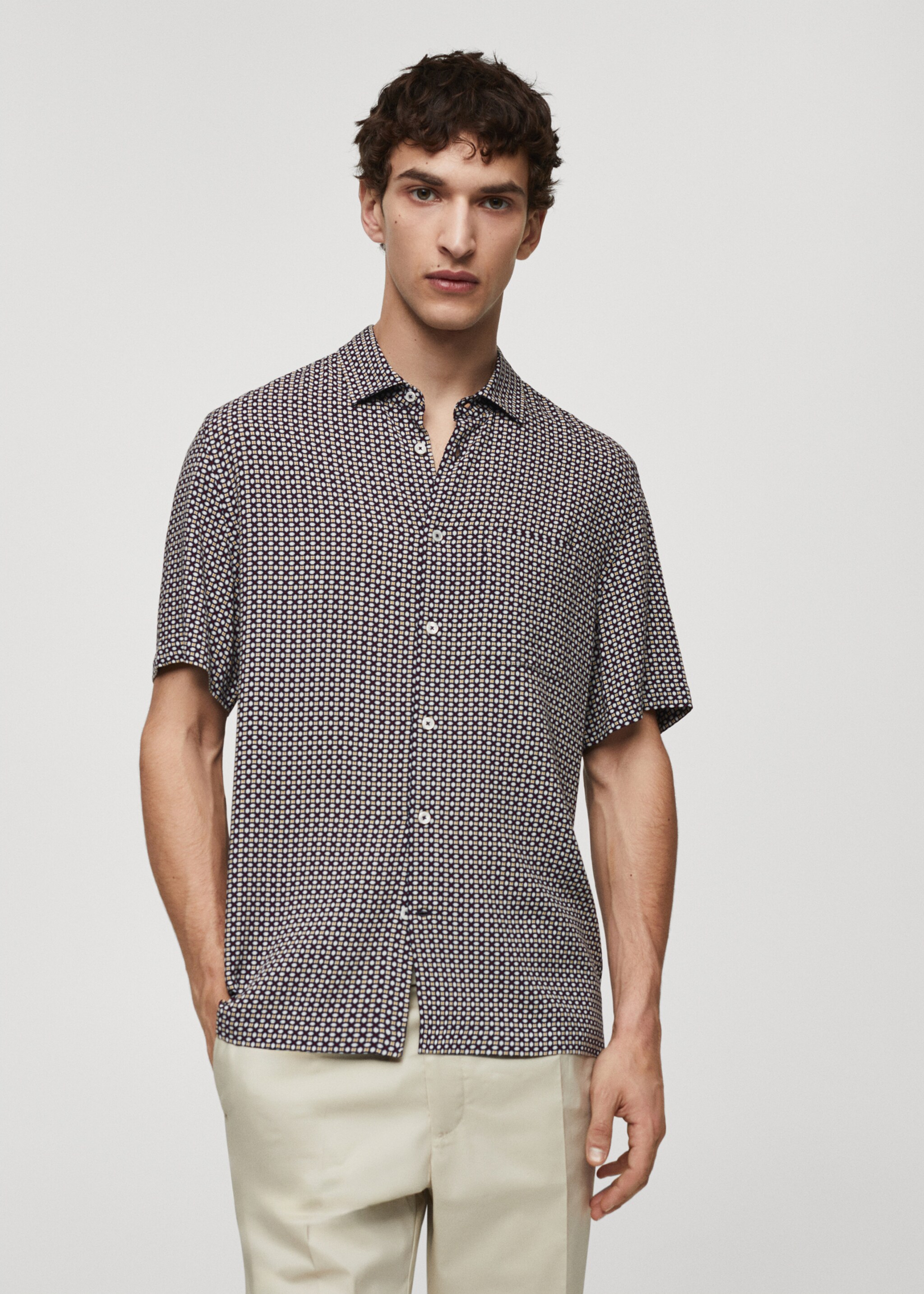 Regular-fit short-sleeved printed shirt - Medium plane