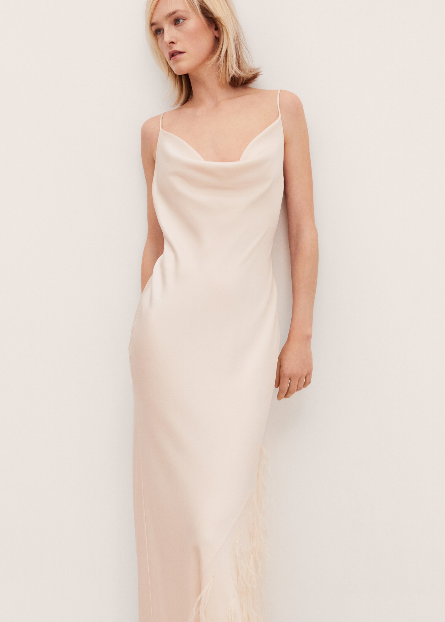 Slip dress with feather detail - Medium plane