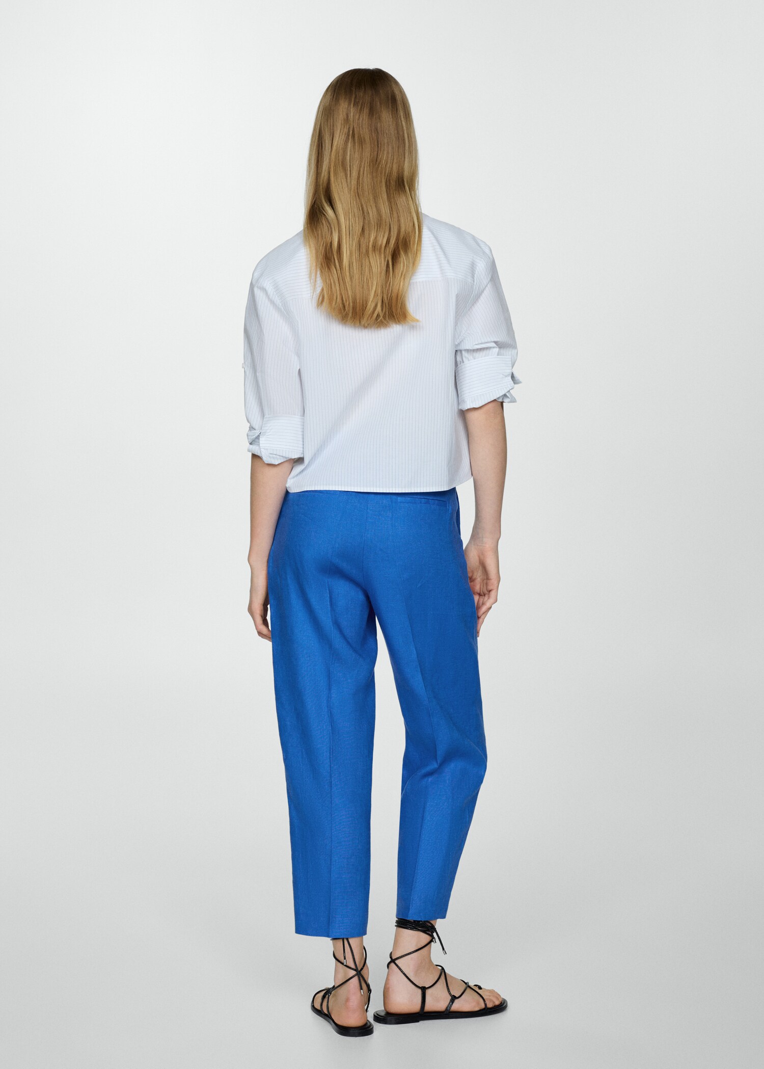 Cropped linen-blend trousers - Reverse of the article