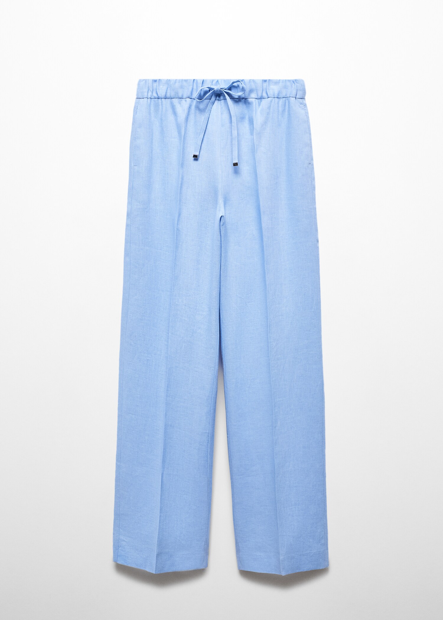 Linen-blend elastic waist trousers - Article without model