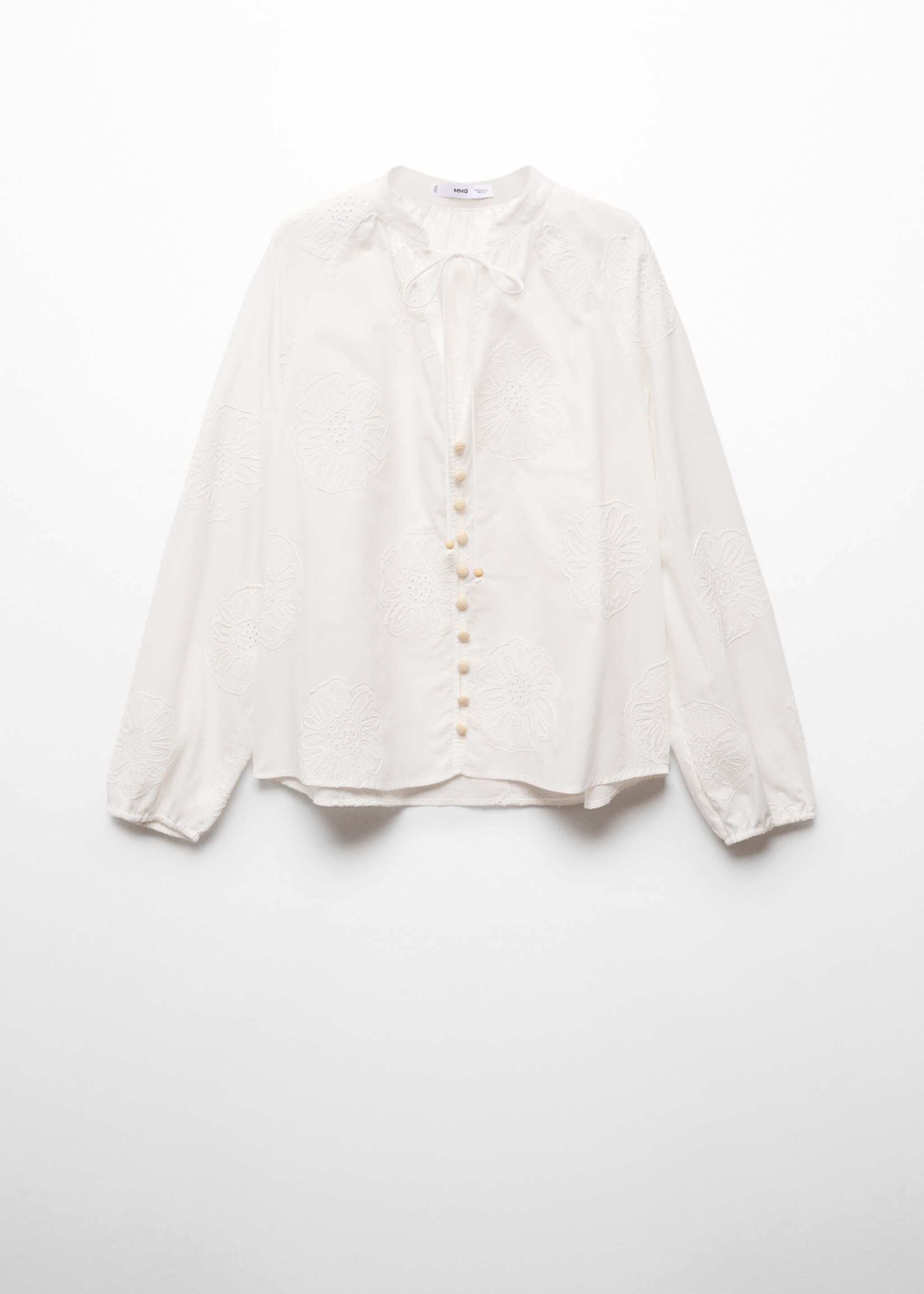 Blusa bordado floral lazo - Artículo sin modelo, Blanco roto. Ref: 67027124-00.