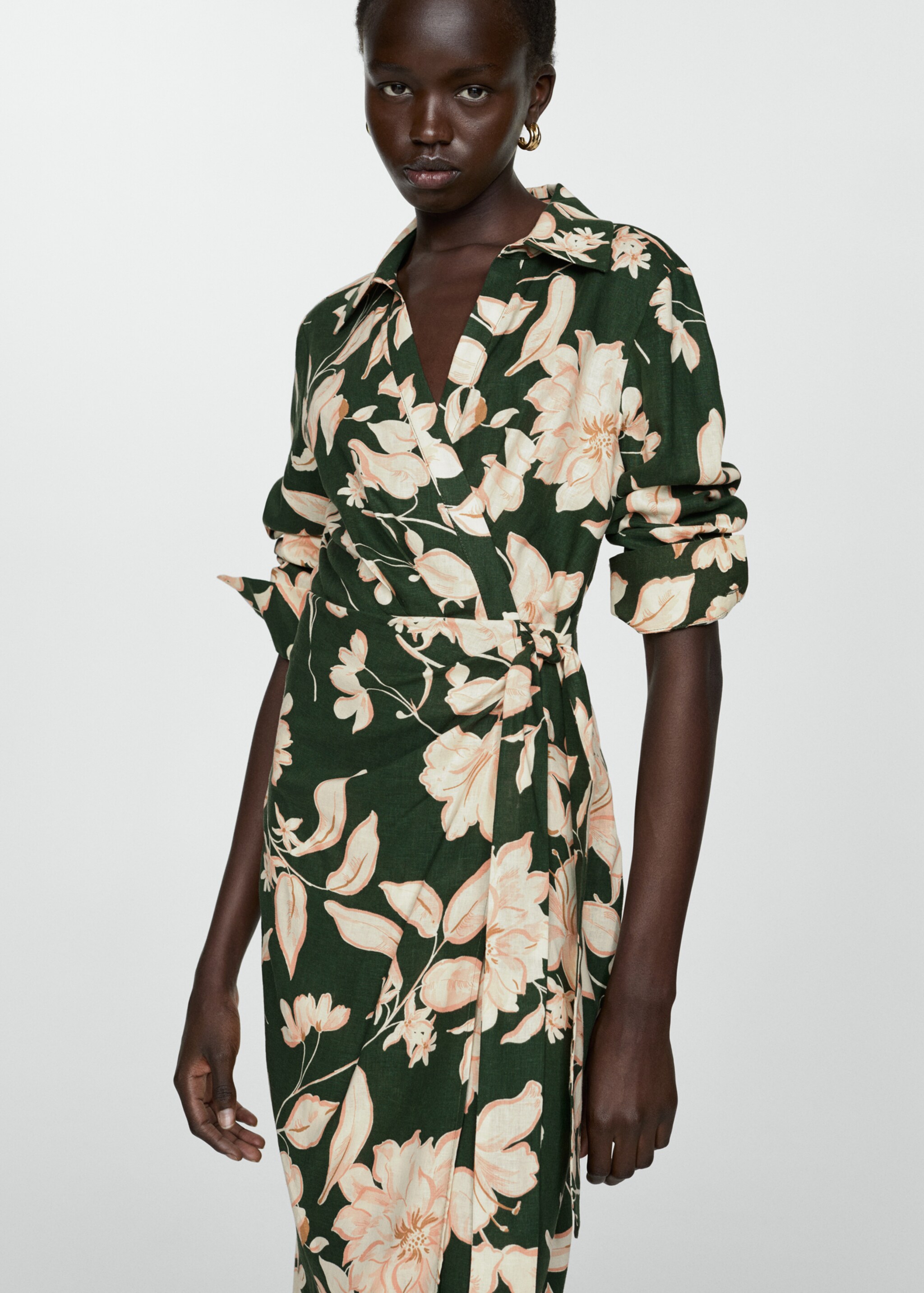 Linen shirt dress with bow - Medium plane