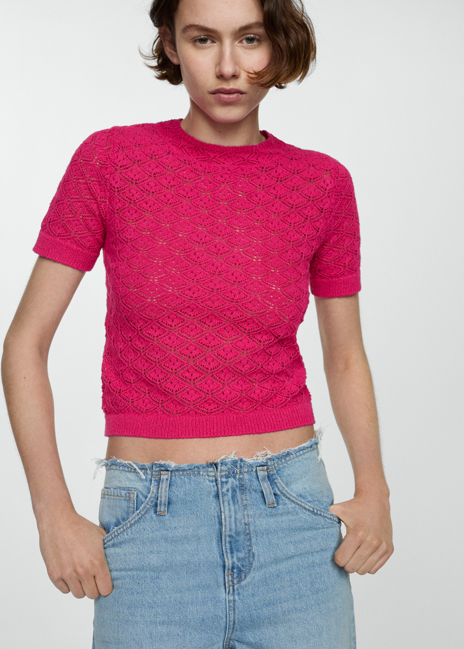 Kurzämliger Pullover mit Lochmuster - Detail des Artikels 1