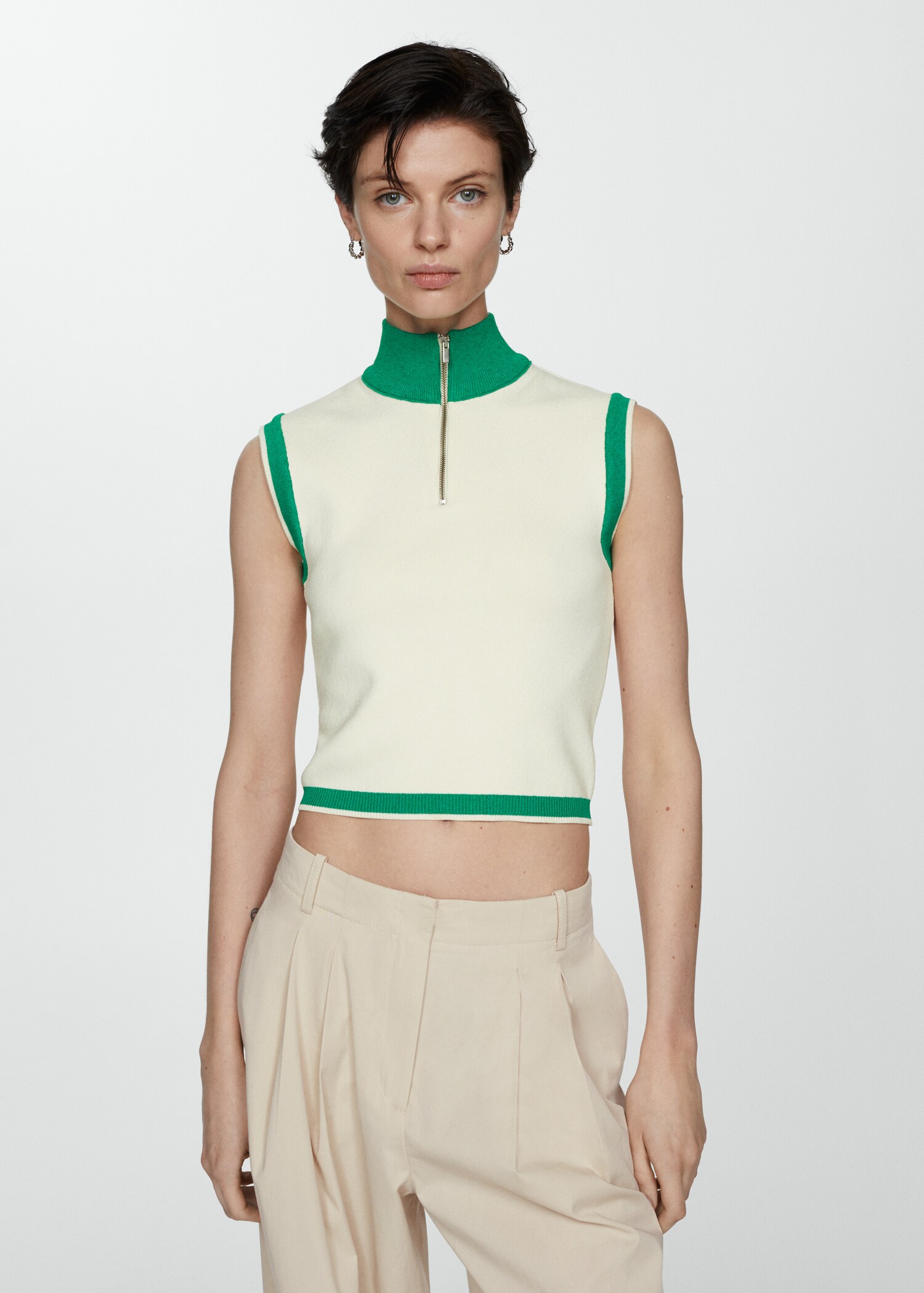 Top en maille zippé - Plan moyen
