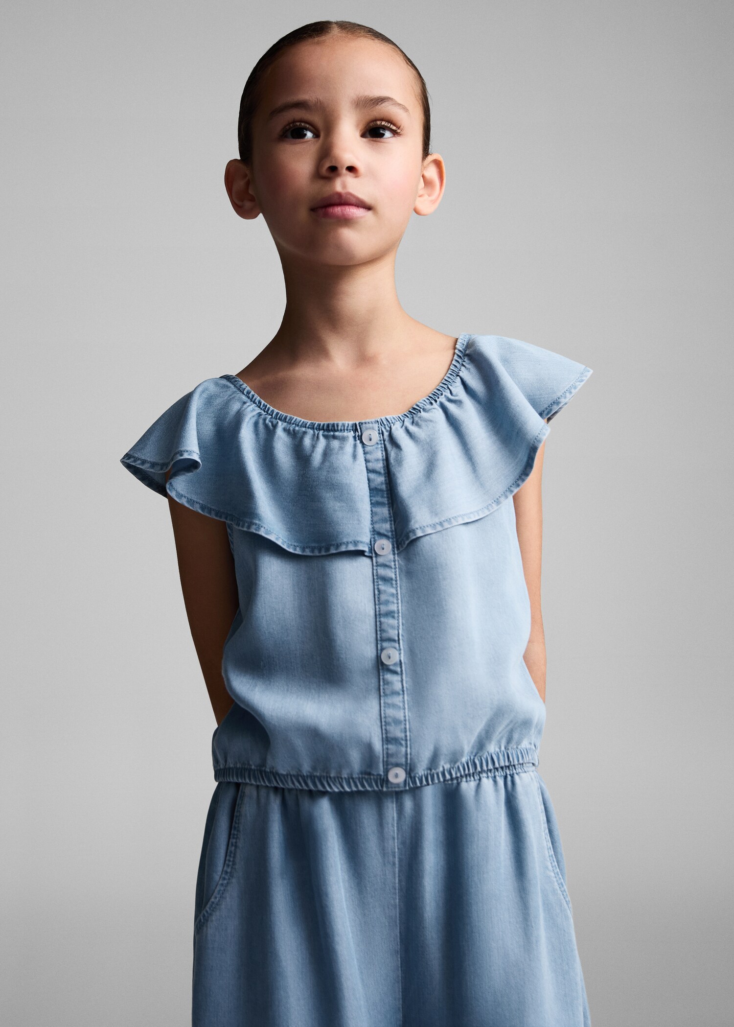 Denim blouse with buttons - Details of the article 1