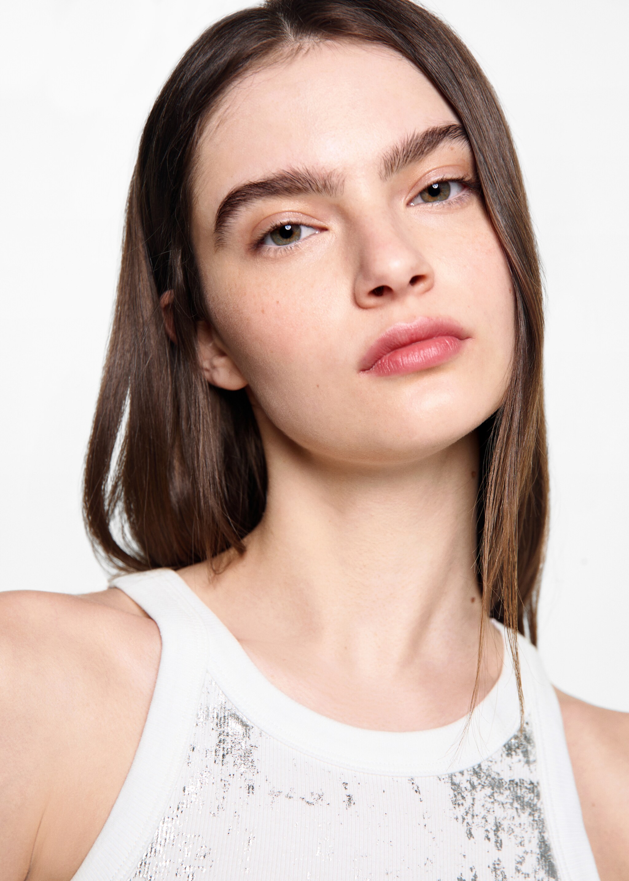 Metallic detail top - Details of the article 1, Off White. Ref: 67027709-00.