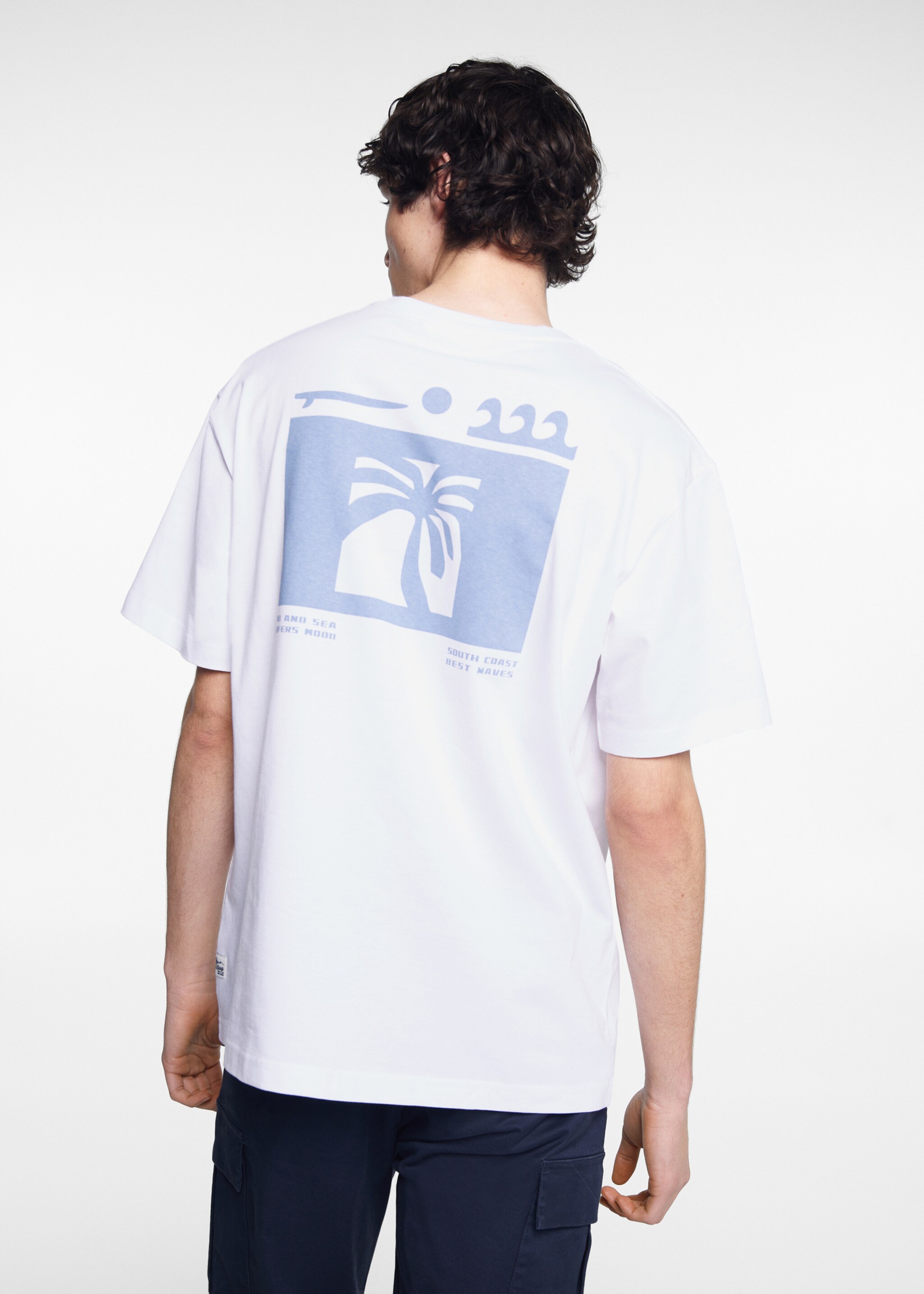 Bedrucktes Baumwoll-T-Shirt - Rückseite des Artikels, Cremeweiß. Ref: 67027912-00.