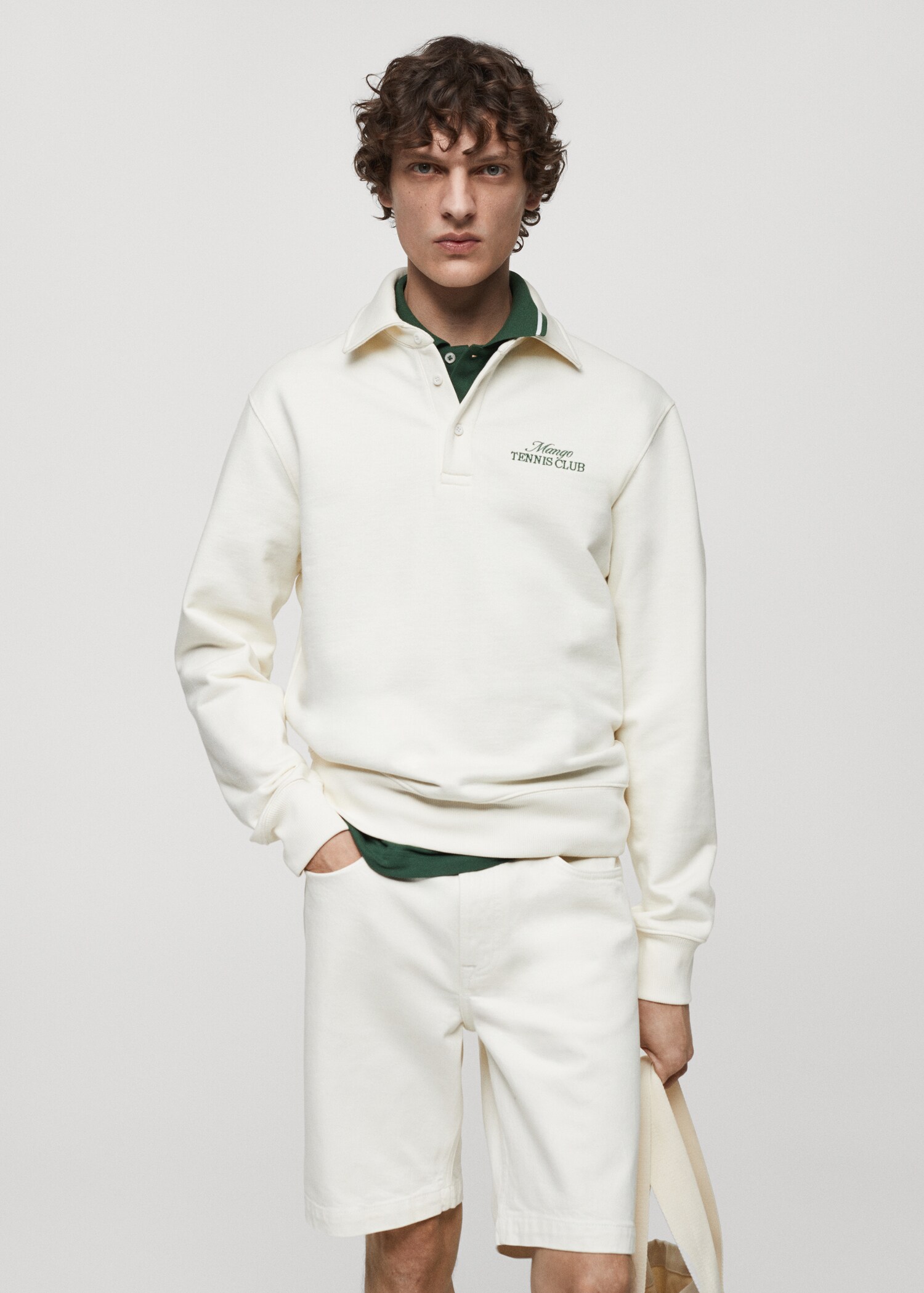 Sudadera polo algodón bordado - Plano medio