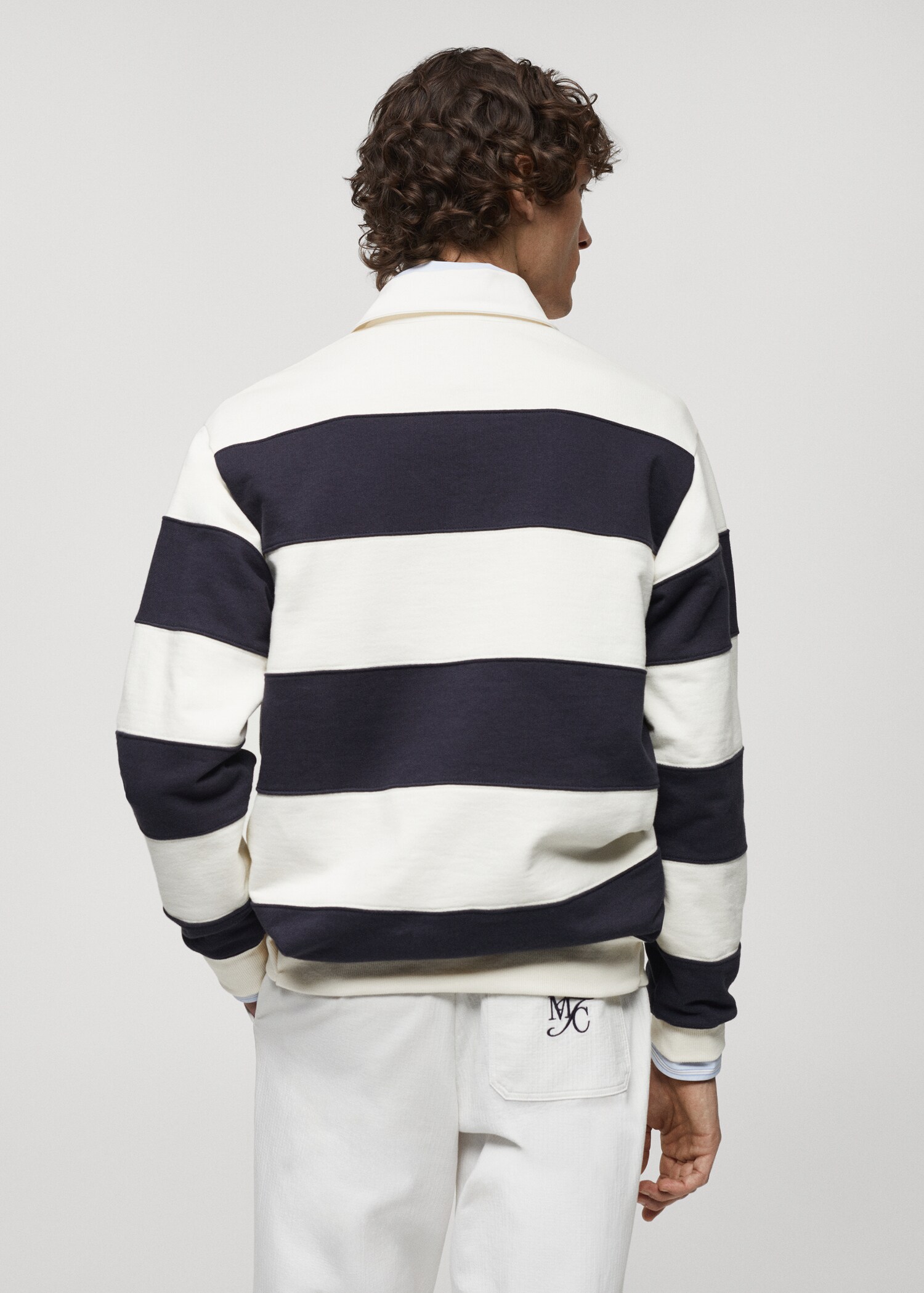 Embroidered striped polo sweatshirt - Reverse of the article