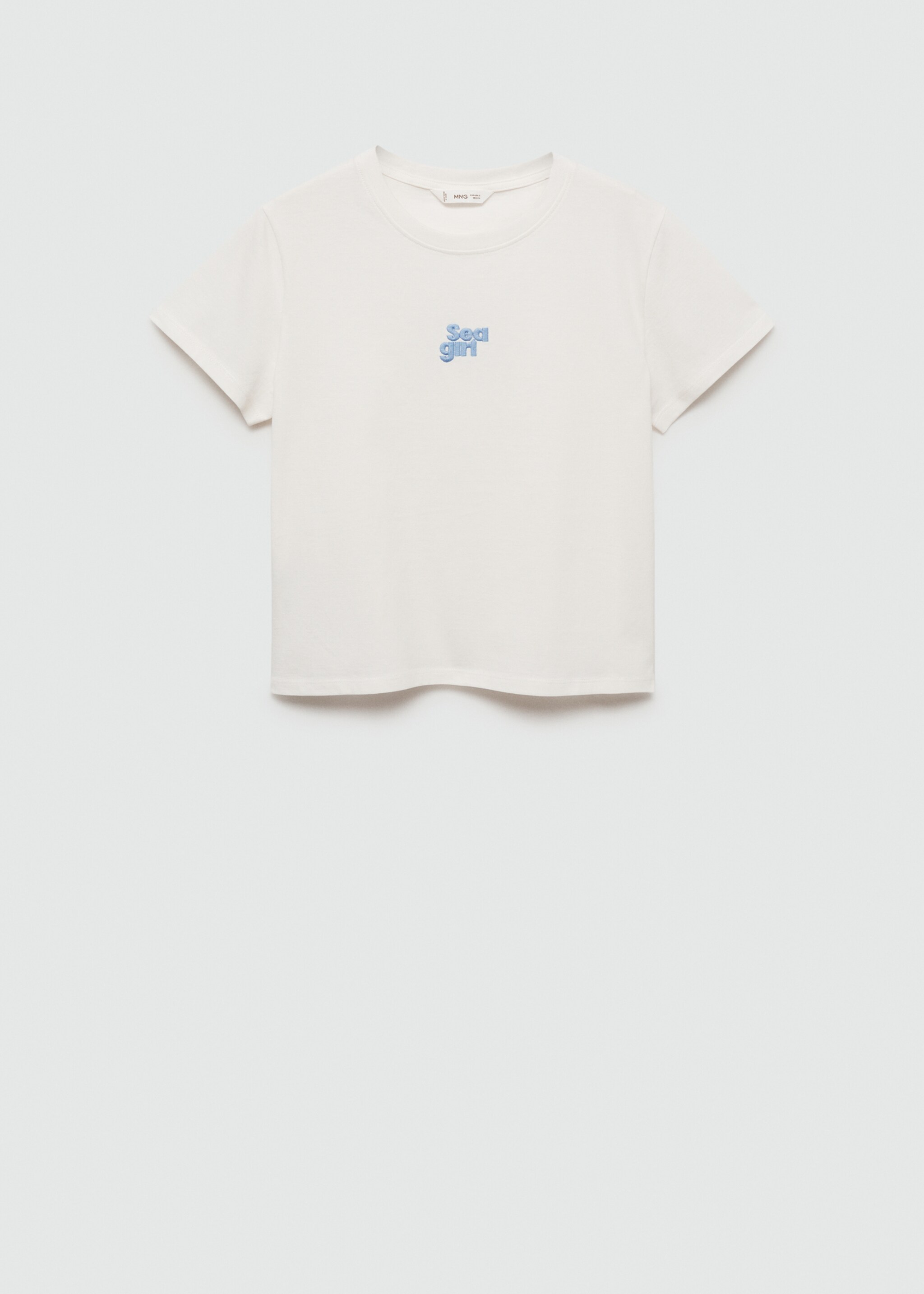 Embroidered detail cotton T-shirt - Article without model, Off White. Ref: 67028272-00.