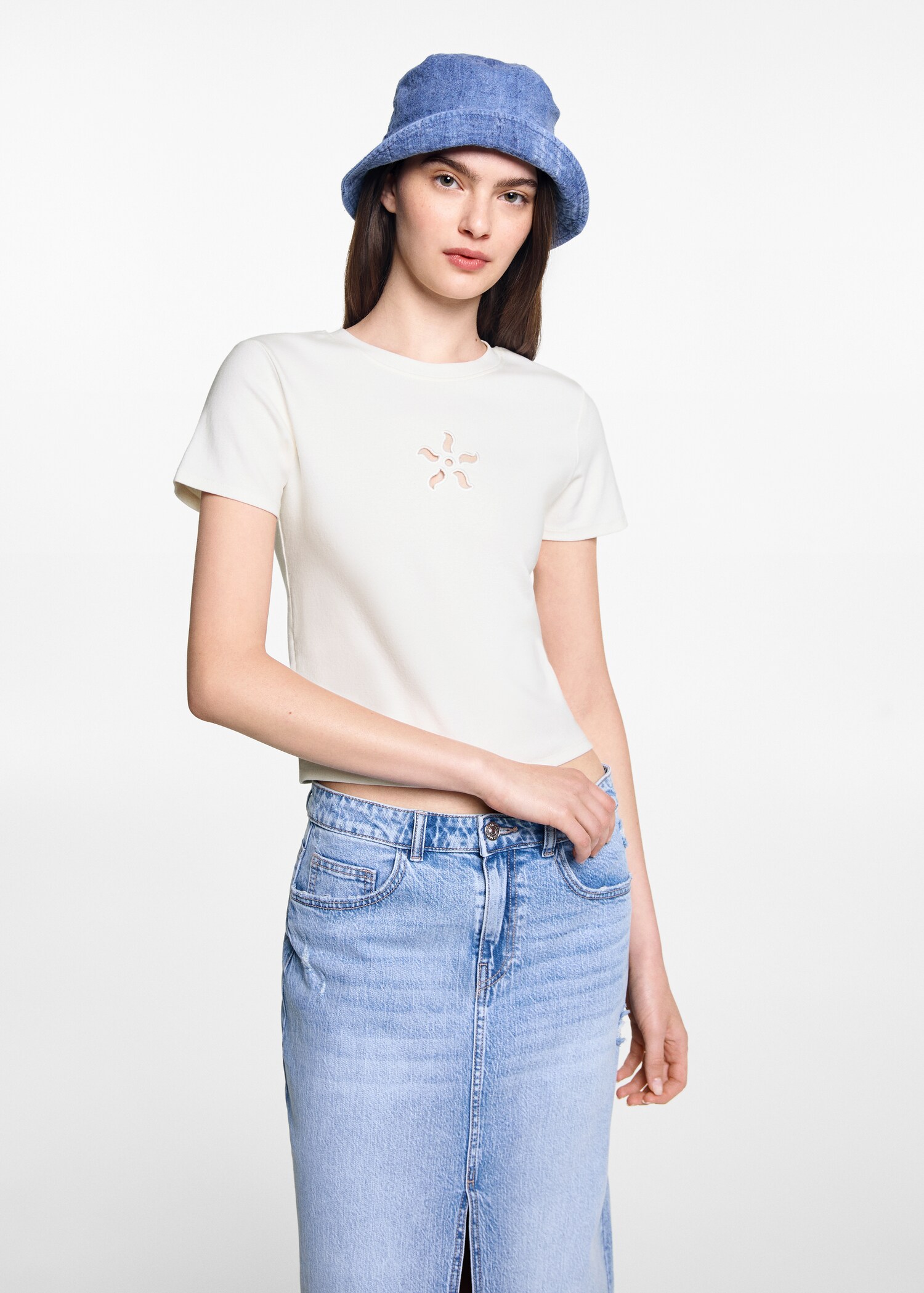 T-shirt met opengewerkte details - Middenvlak