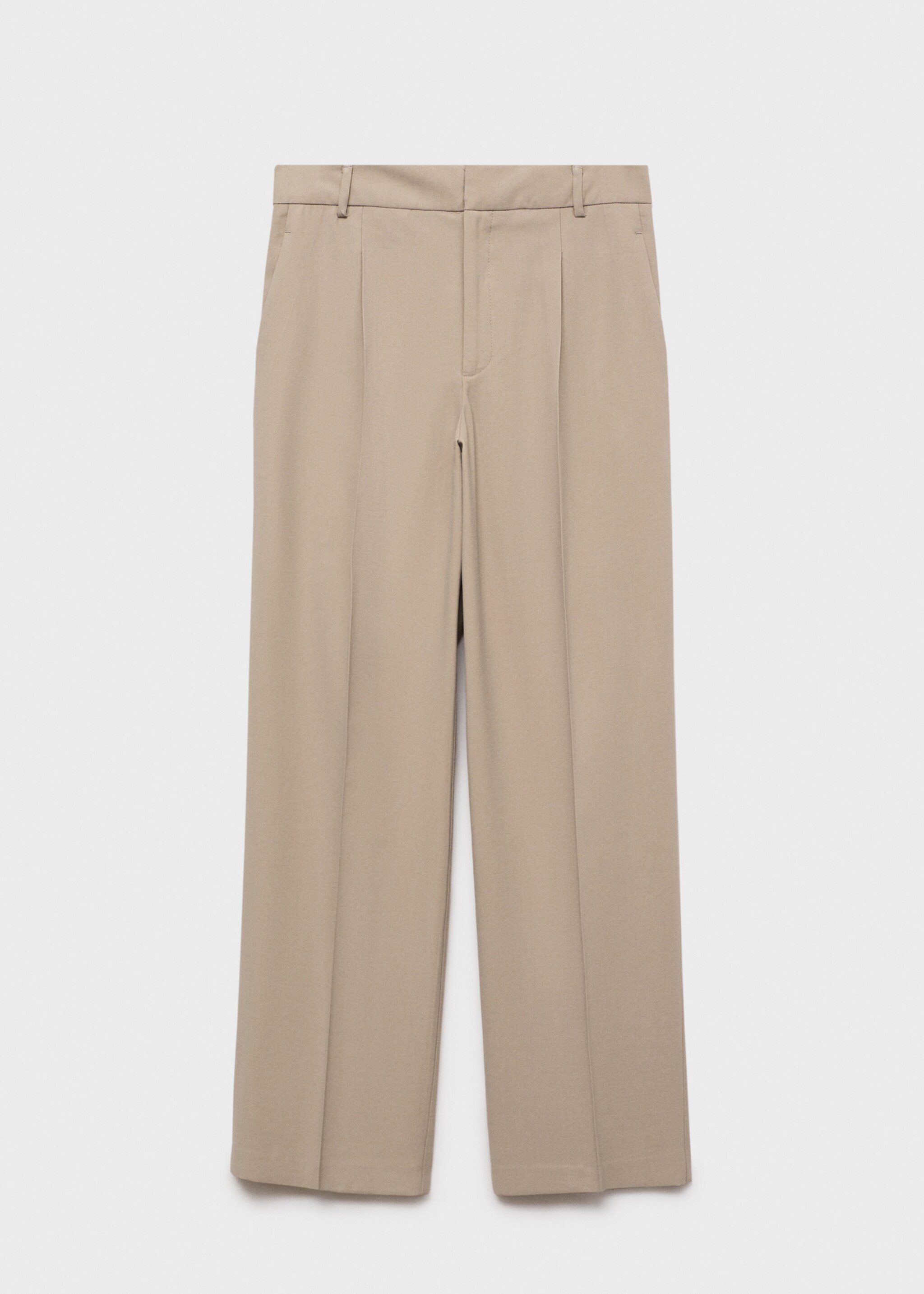 Straight-fit pleated trousers - Article without model, Medium Brown. Ref: 67028278-00.