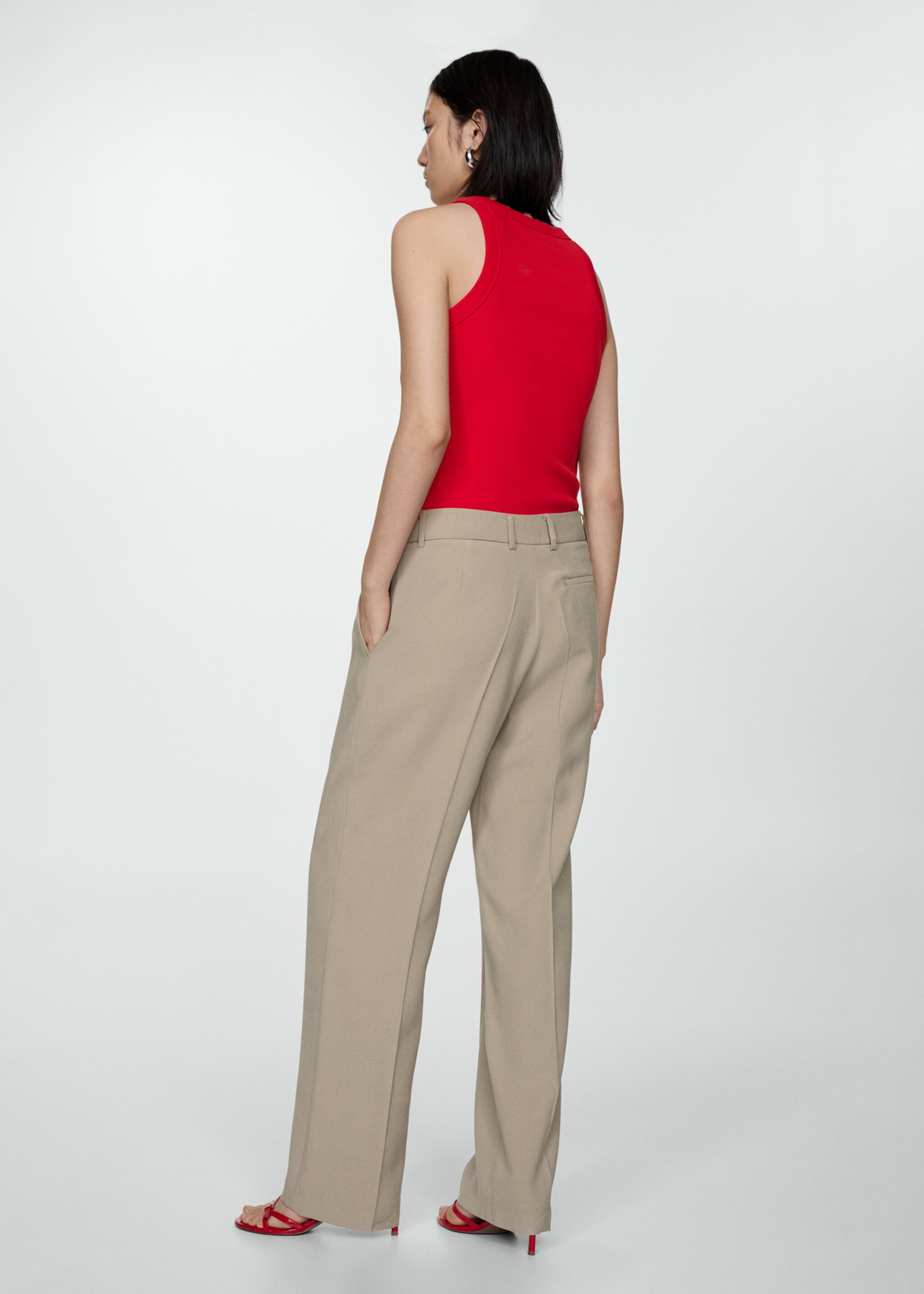 Straight-fit pleated trousers - Reverse of the article, Medium Brown. Ref: 67028278-00.