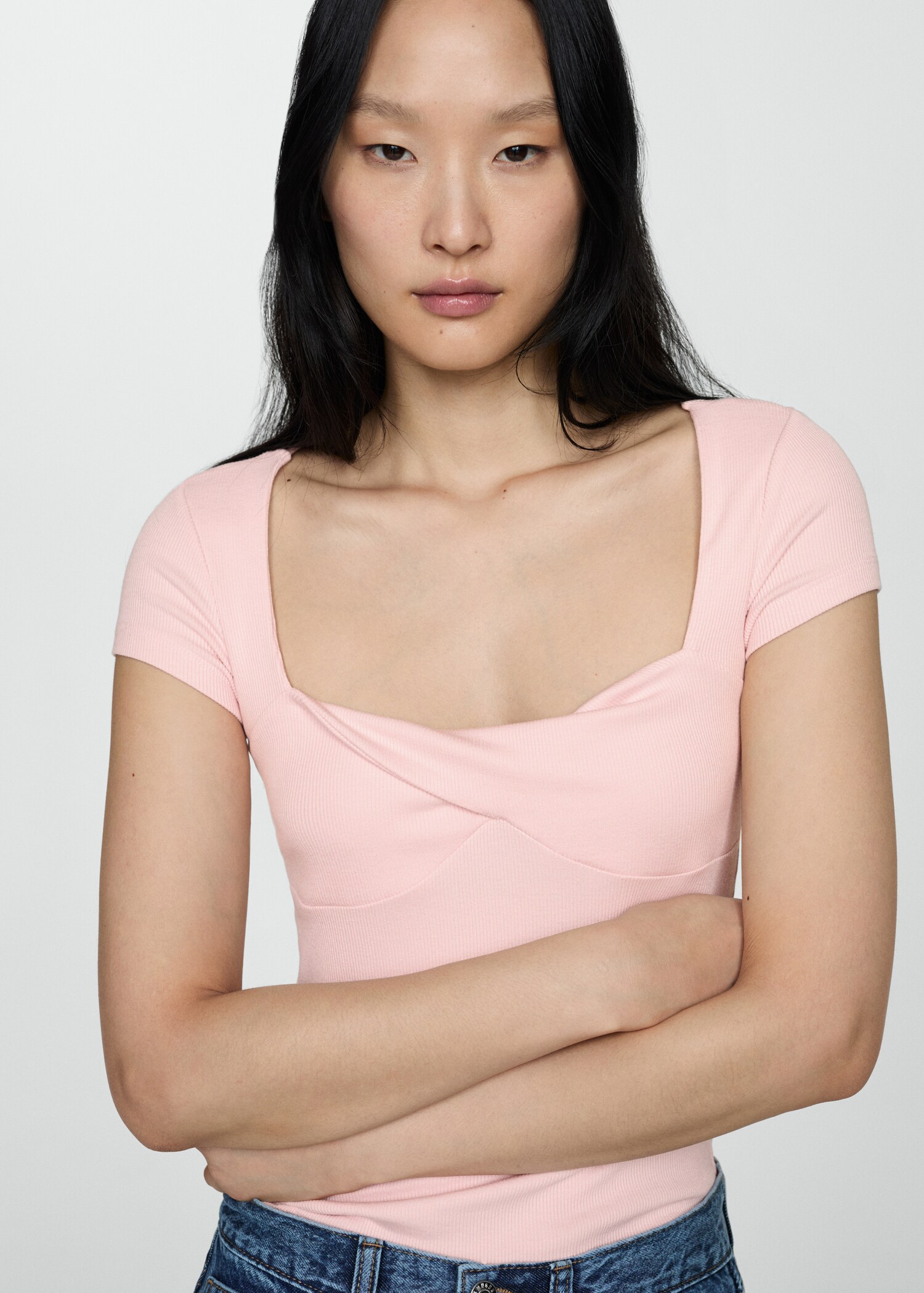 T-shirt col drapé - Plan moyen