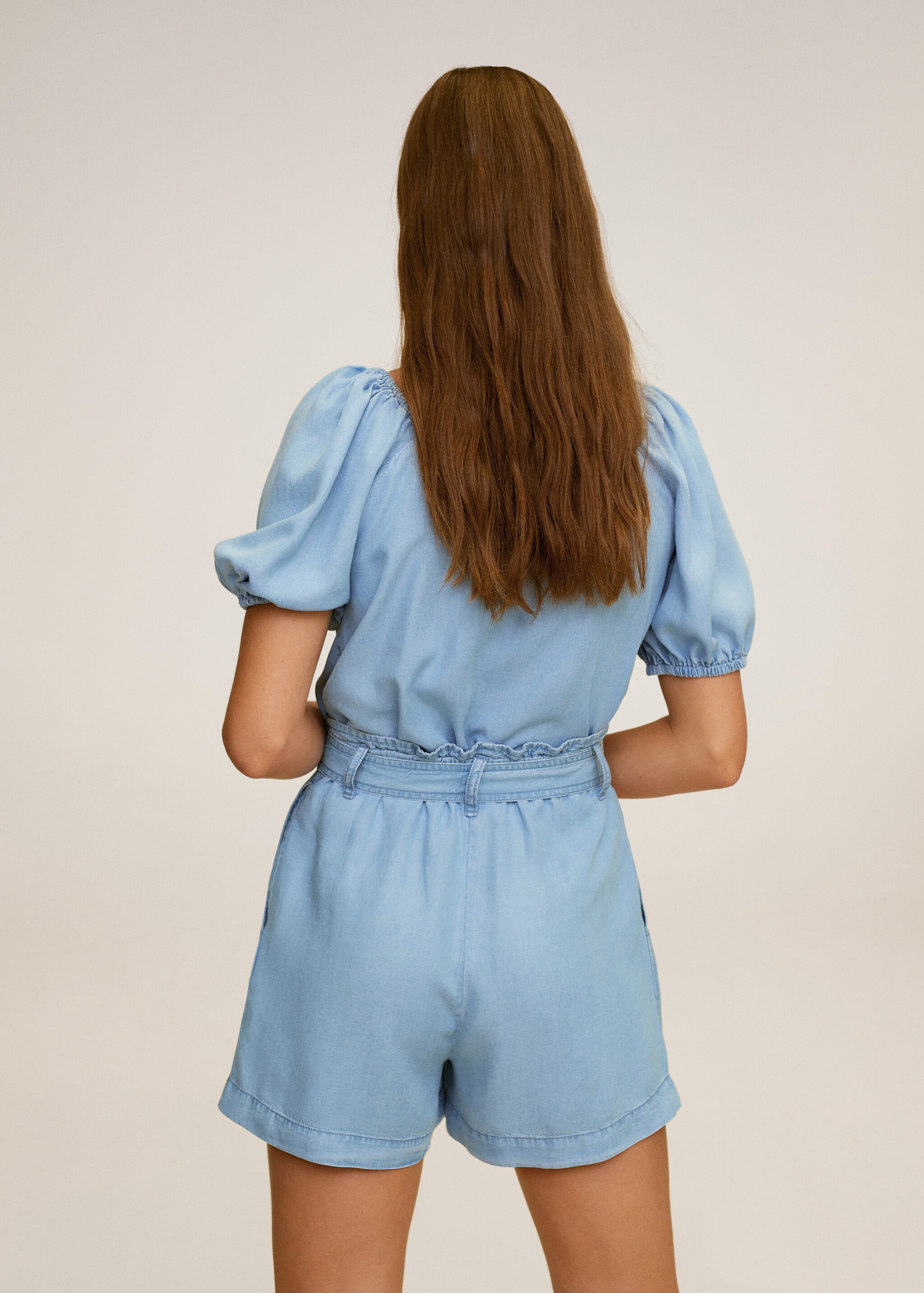 Blusa denim off-shoulder - Reverso del artículo