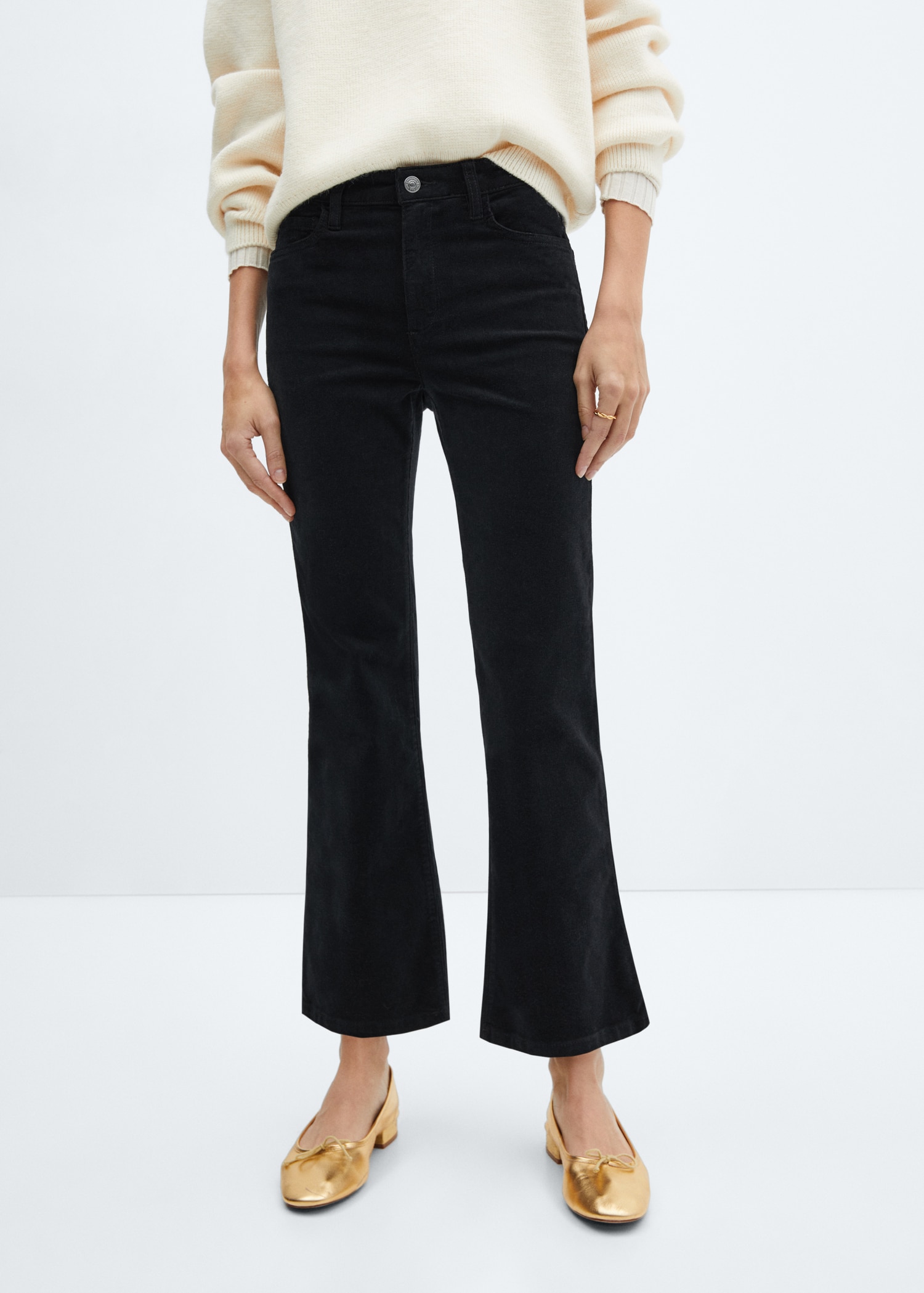 Pantalon Campana Mango Pantalones Mujer Negro Pantalón Flare Crop