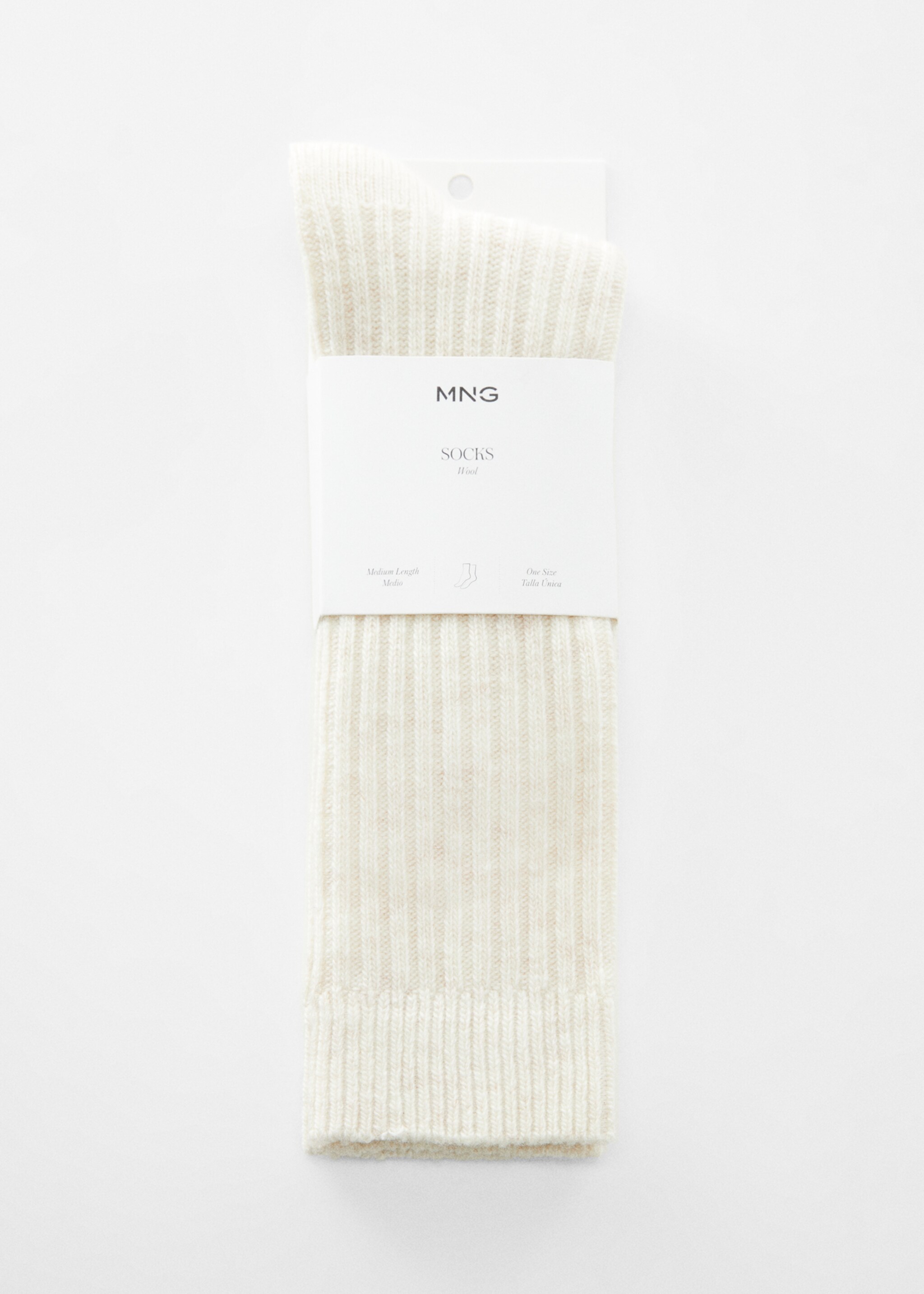 Ribbed socks - Details of the article 2, Ecru. Ref: 67030350-00.