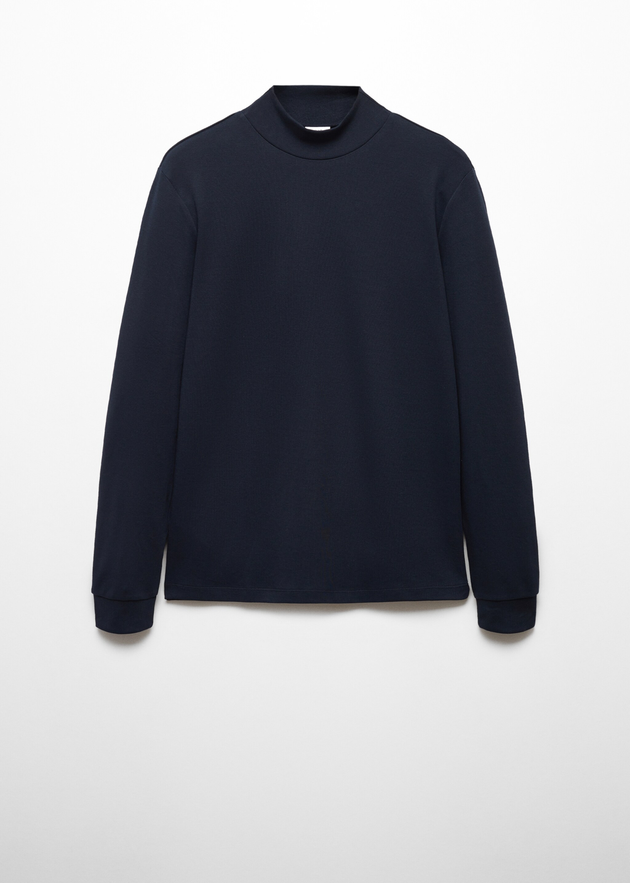 Perkins-neck long-sleeved t-shirt - Article without model, Dark Navy. Ref: 67030442-00.