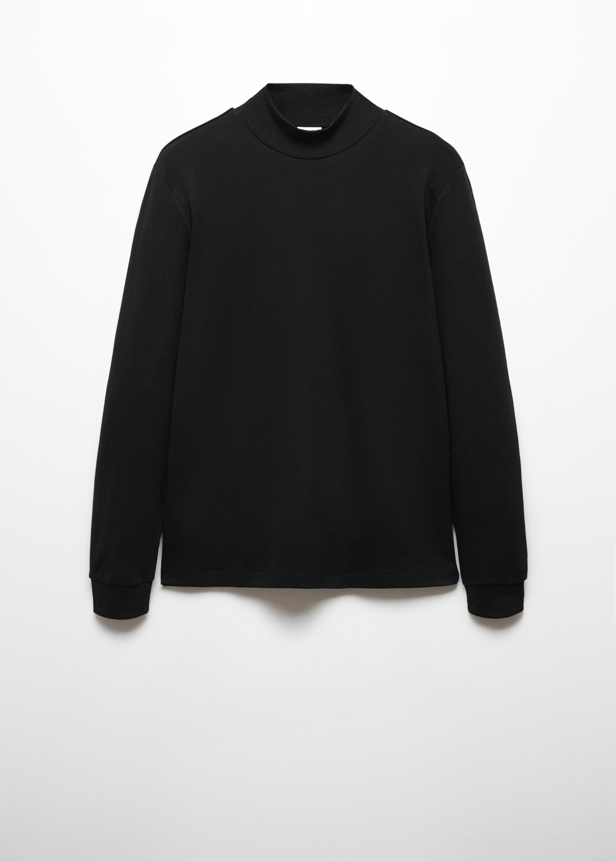 Perkins-neck long-sleeved t-shirt - Article without model, Black. Ref: 67030442-00.