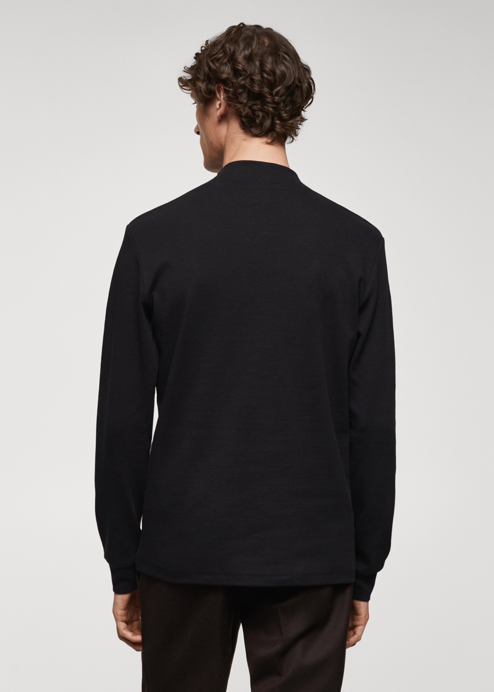 Perkins-neck long-sleeved t-shirt - Reverse of the article, Black. Ref: 67030442-00.