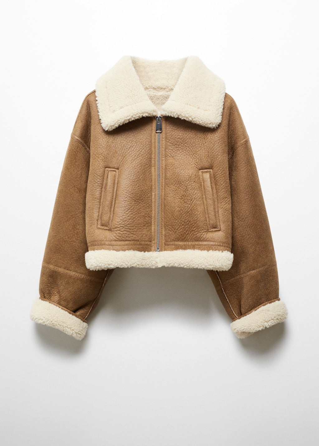 Shearling lined leather effect jacket Women MANGO OUTLET USA
