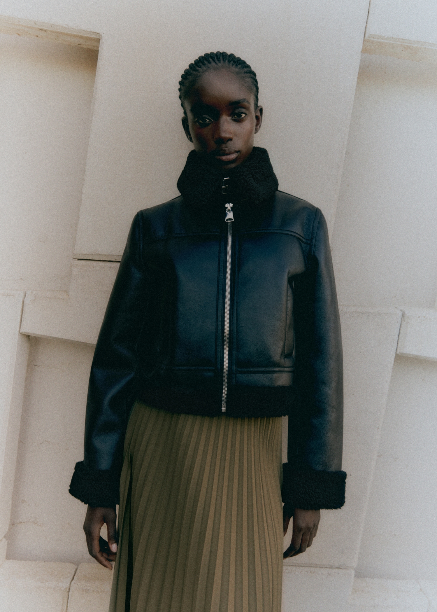 Borneobulletin Veste Cuir Femme Mi Longue Biker Jacket Veste Cuir