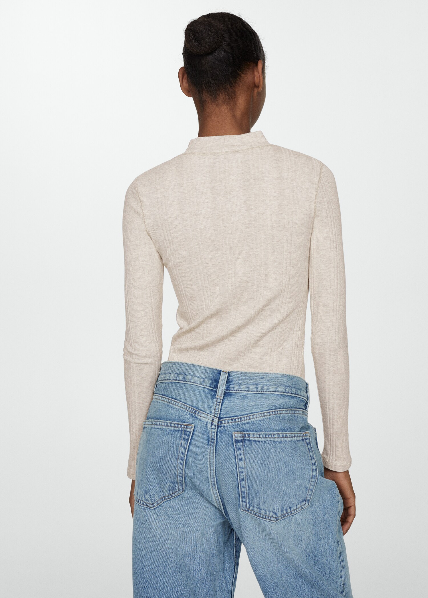 Ribbed t-shirt with perkins neck - Reverse of the article